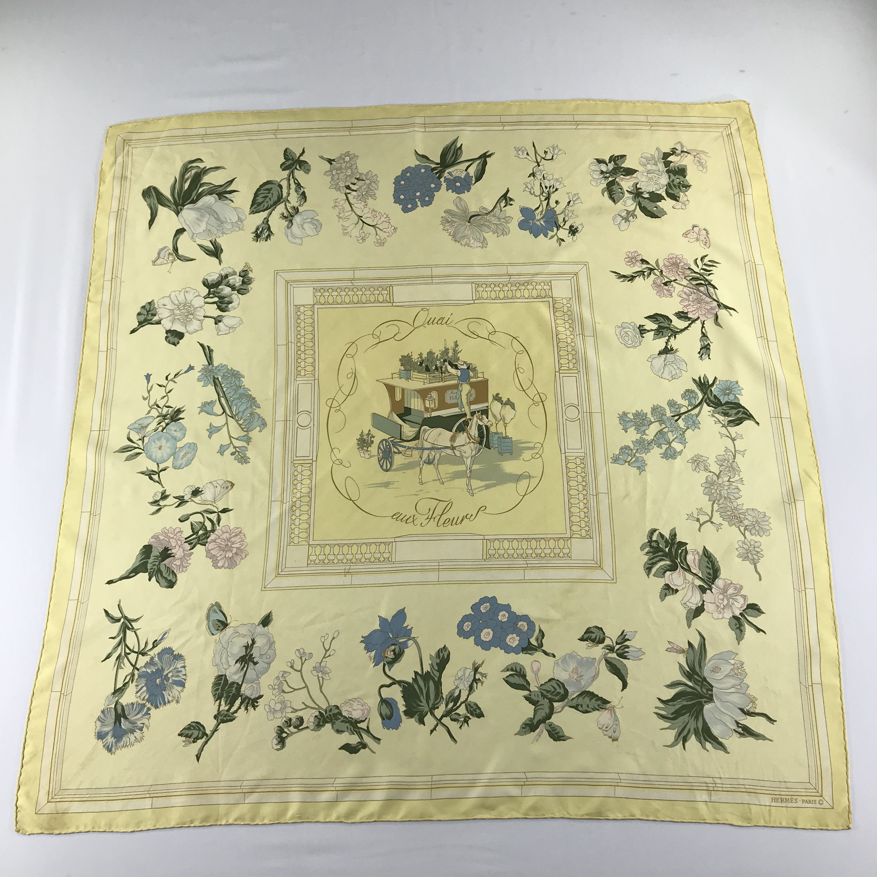 Vintage Hermes Silk Scarf Quai Aux Fleurs Floral Baroque -M09 Size ONE SIZE - 2 Thumbnail