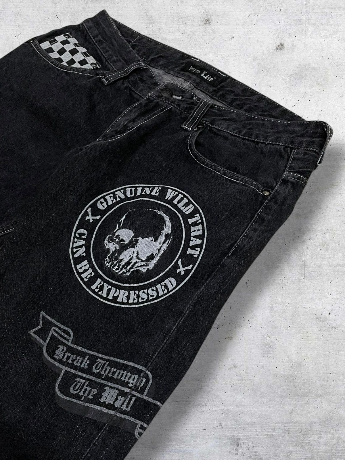 Hysteric Glamour VINTAGE SKULL PUNK ‘BREAK TO THE WALL’ JAPAN WILD LIFE DENIM Size US 31 - 6 Thumbnail