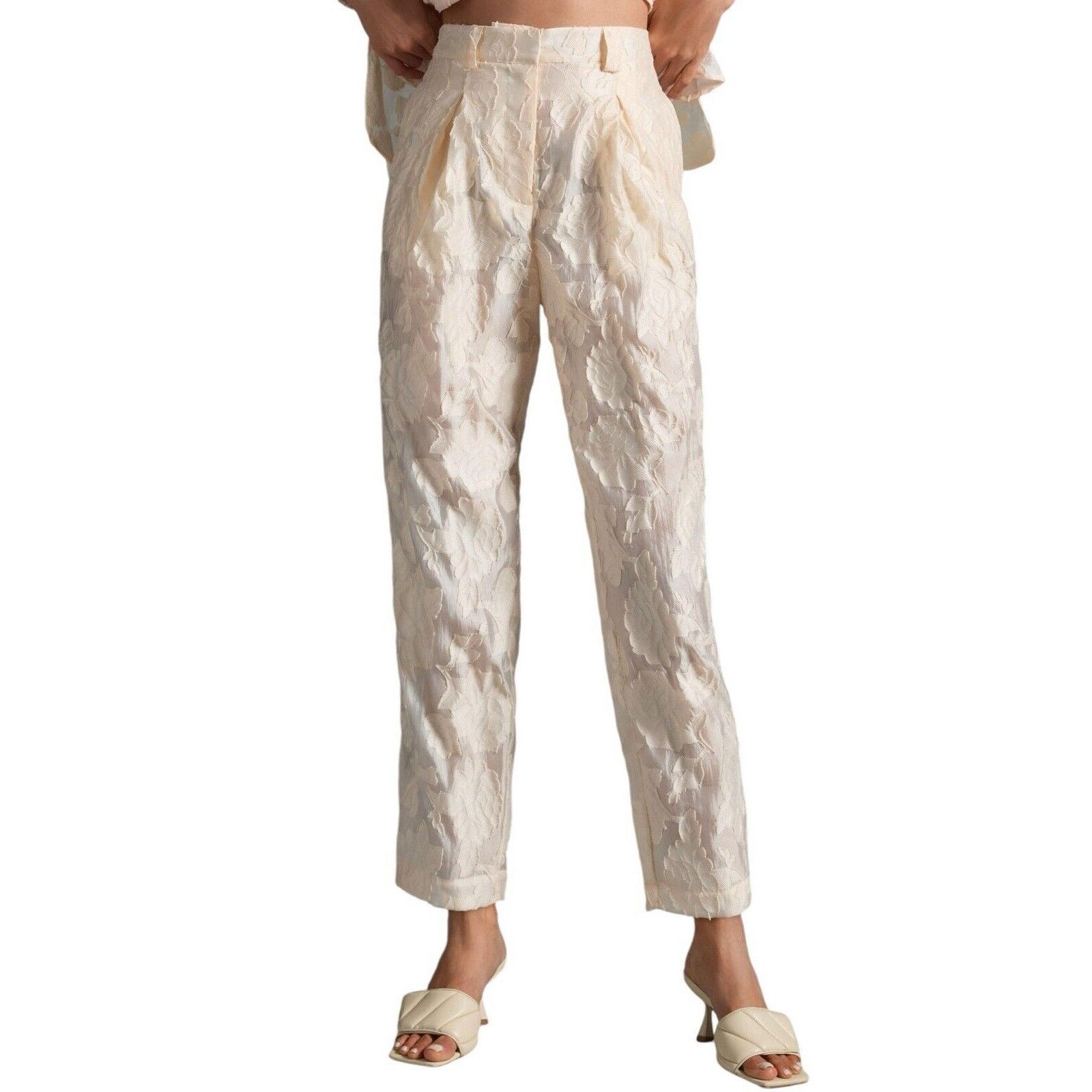 Anthropologie Stella Nova Anthropologie Jill Jacquard Pants Floral Size 2 Size 26" / US 2 / IT 38 - 3 Thumbnail