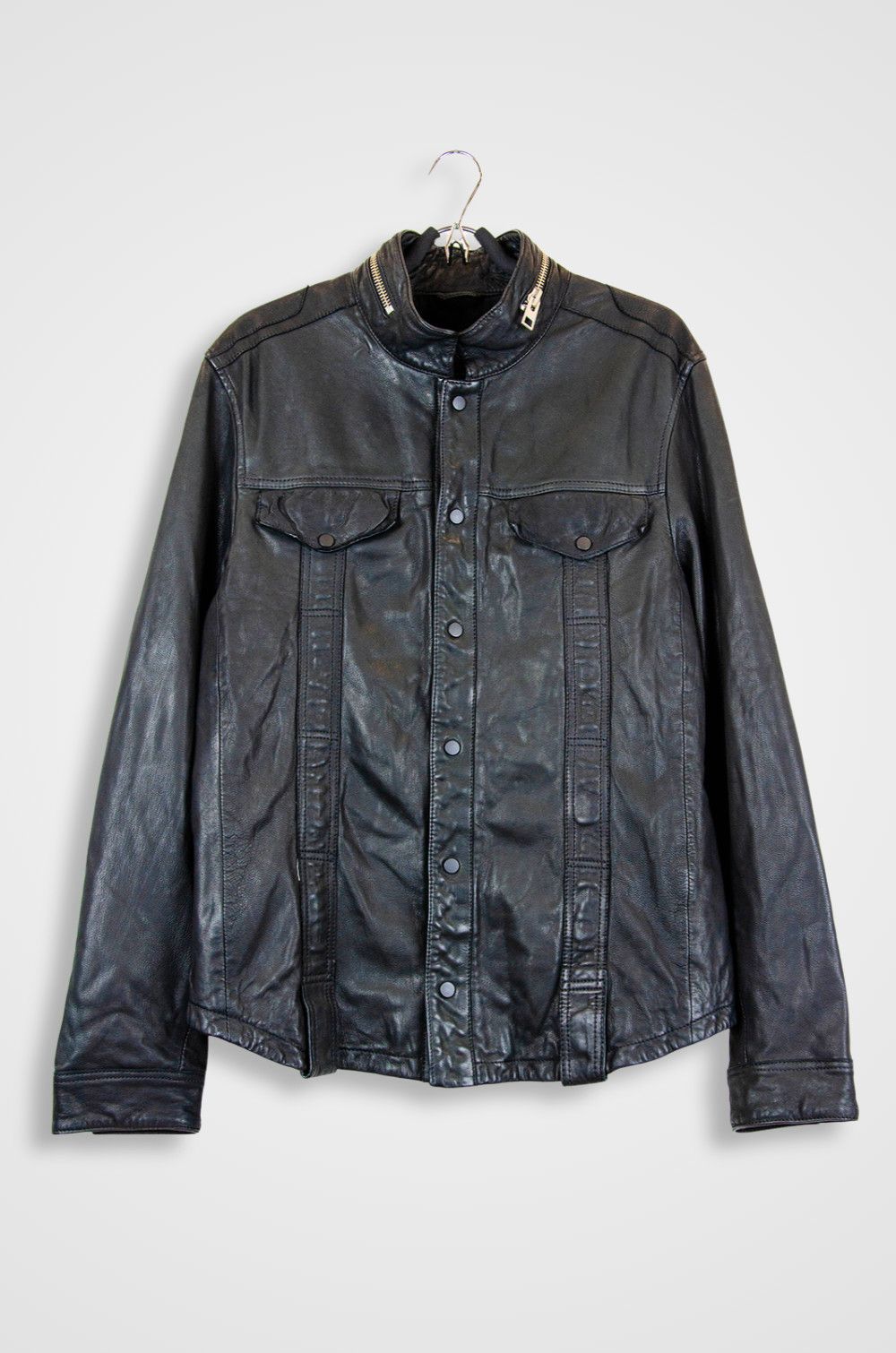 Allsaints AllSaints Holmes Leather Moto Jacket Black Size XL Size US XL / EU 56 / 4 - 1 Thumbnail