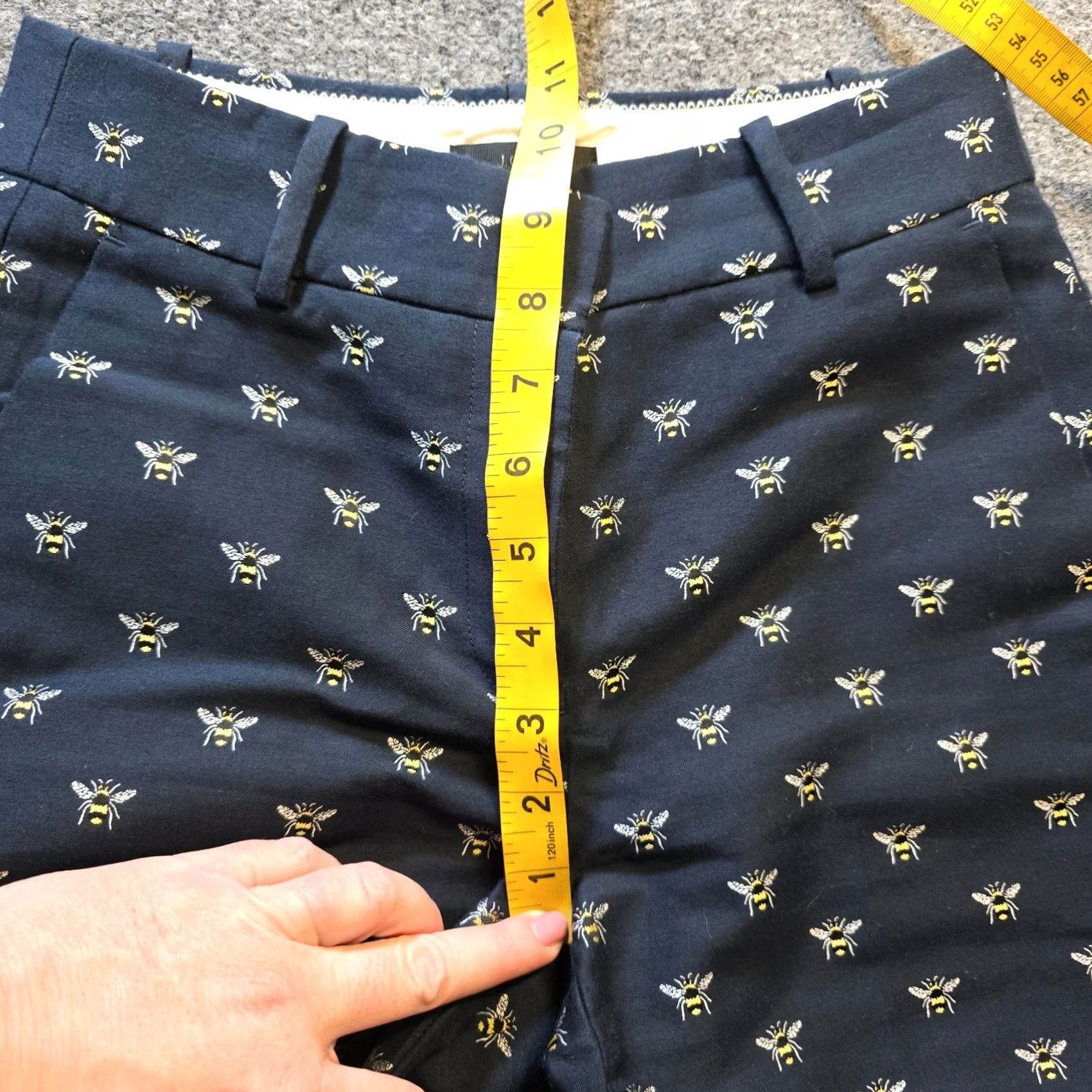 J.Crew J.CREW Pants Womens Size 00 Blue Bee Bumblebee Chino Flat Front Whimsy Career Pants Chino Regular 26.5in Inseam Womens Size 24" / US 00 / IT 34 - 6 Thumbnail