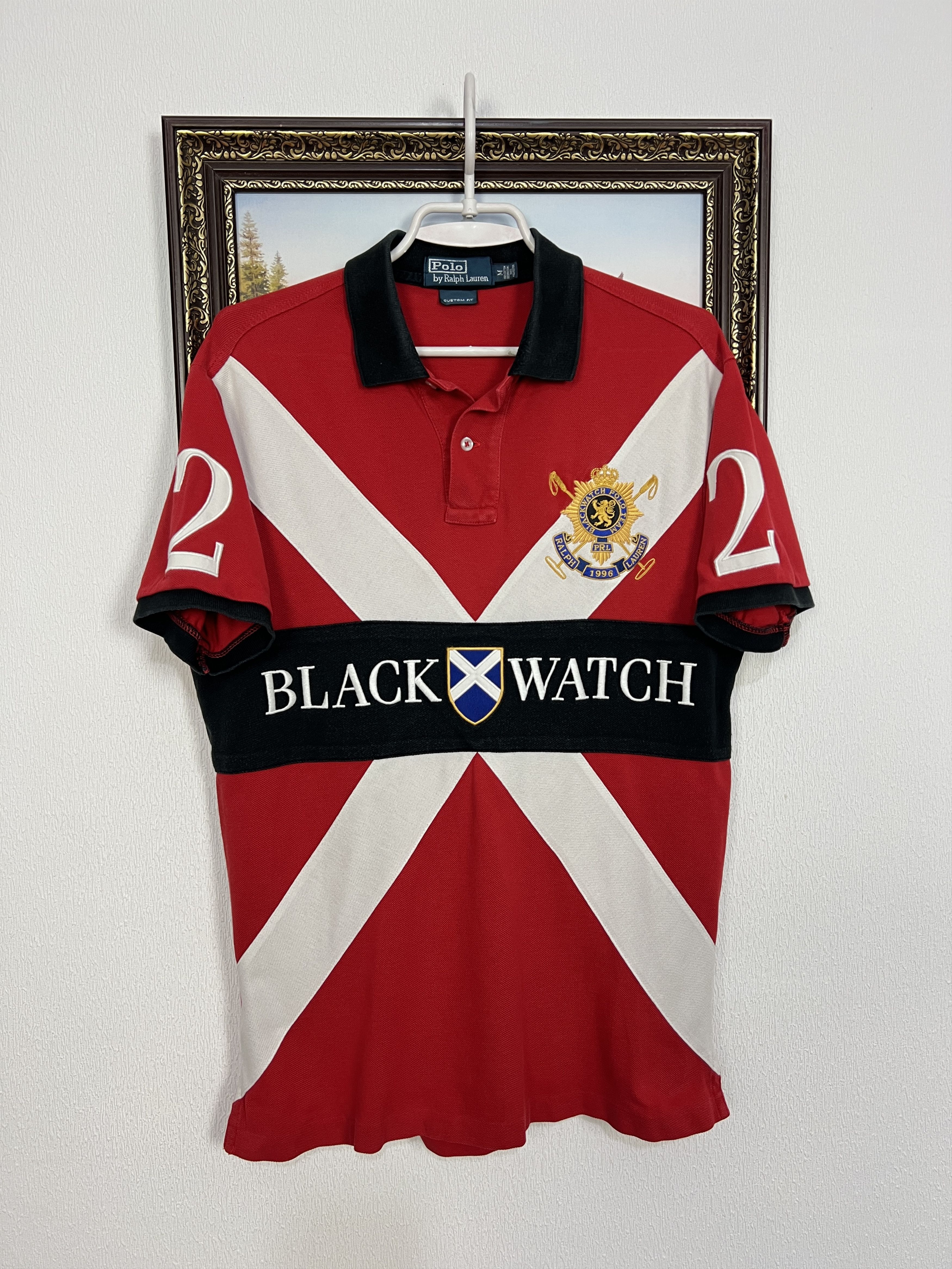 Polo Ralph Lauren Black Watch Red Mens Jersey Shirt Big Logo Spell Out Size US M / EU 48-50 / 2 - 1 Thumbnail