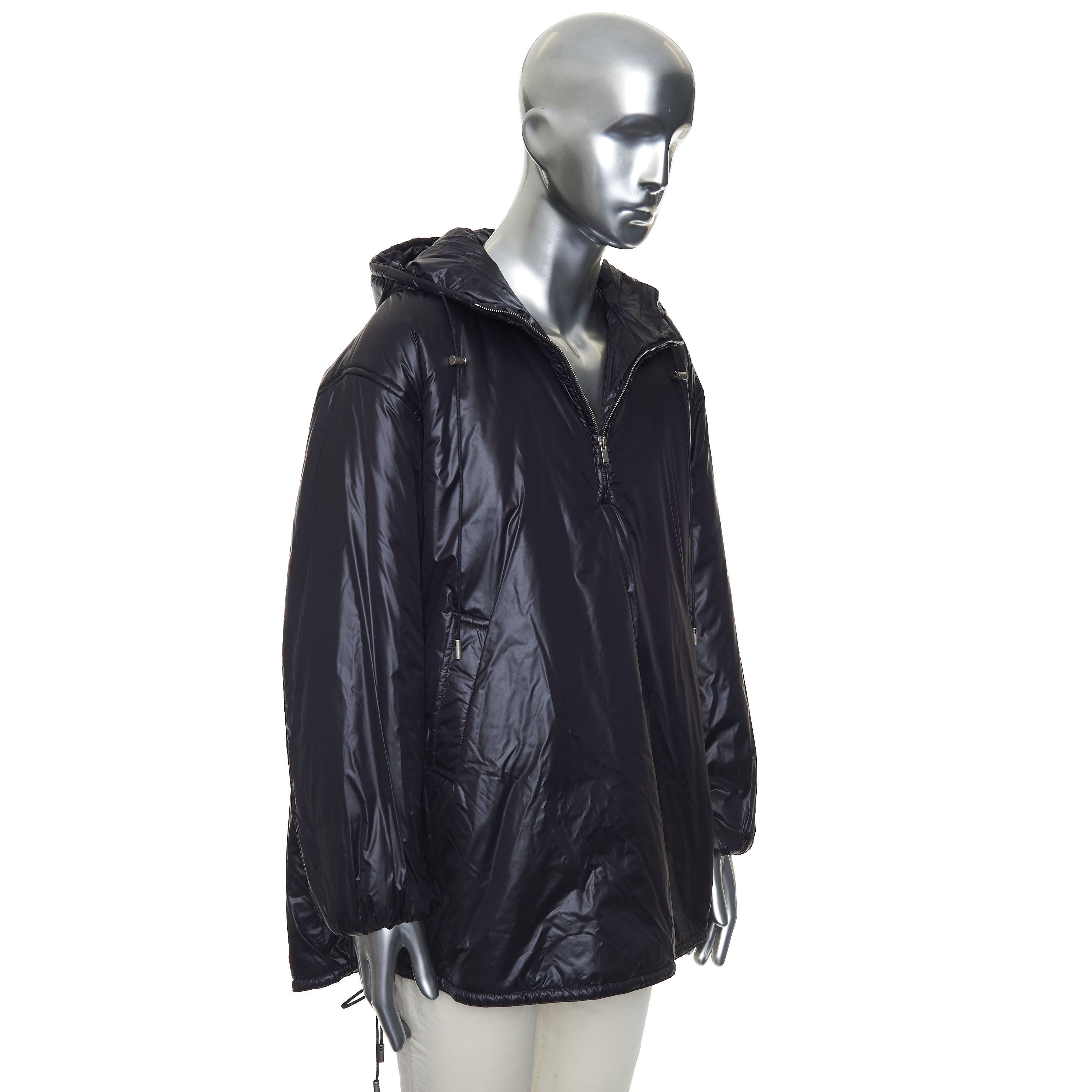 Saint Laurent Paris Hooded Anorak Jacket In Black Nylon With YSL Embroidery Size US S / EU 44-46 / 1 - 8 Thumbnail