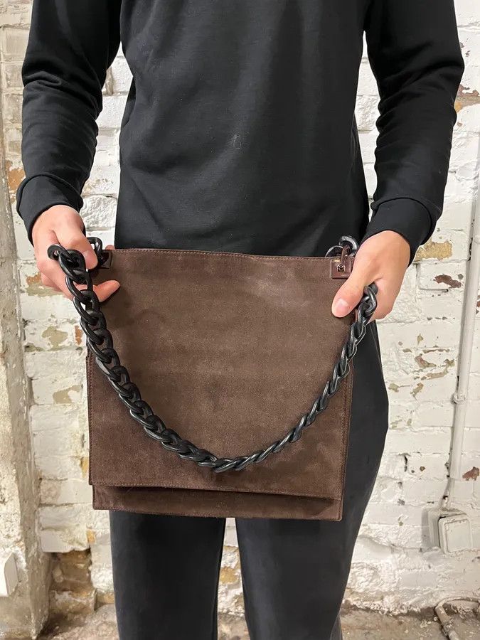 Gucci 2000s Gucci Chain Brown Suede Leather Bag Size ONE SIZE - 4 Thumbnail