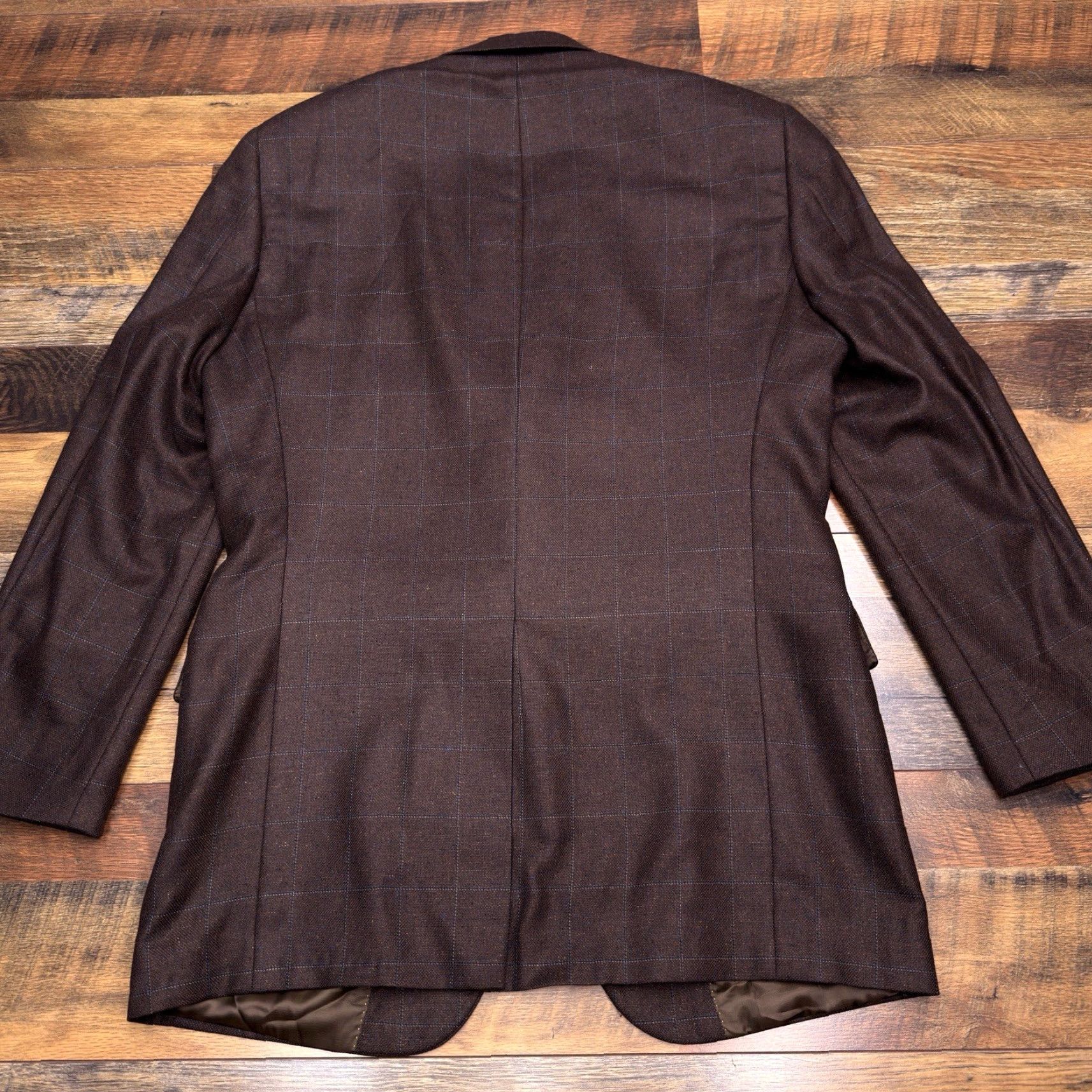 Hart Schaffner Marx Hart Schaffner Marx Suit Jacket 40 Long Brown Wool Windowpane Silk Wool Blazer Jacket Blazer Mens 40 Long Brown Windowpane Wool Silk Blazer Size 40R - 2 Thumbnail
