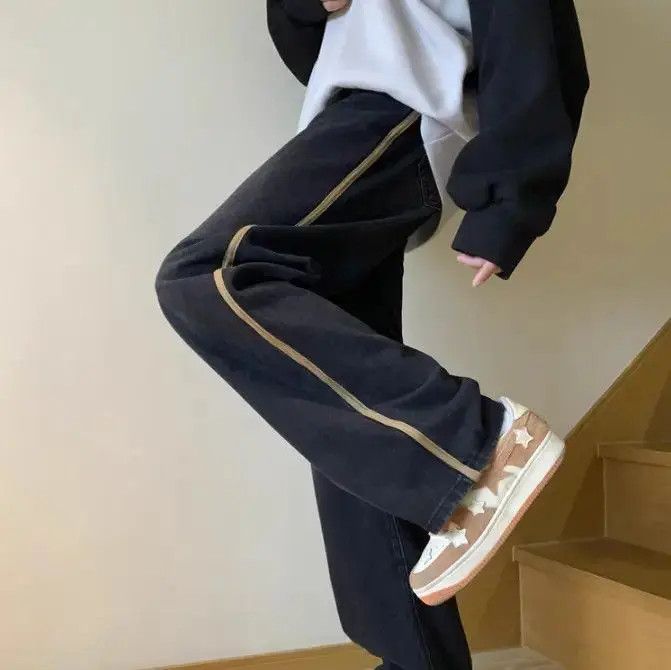 Japanese Brand Straight striped wide leg jeans Size US 30 / EU 46 - 2 Thumbnail
