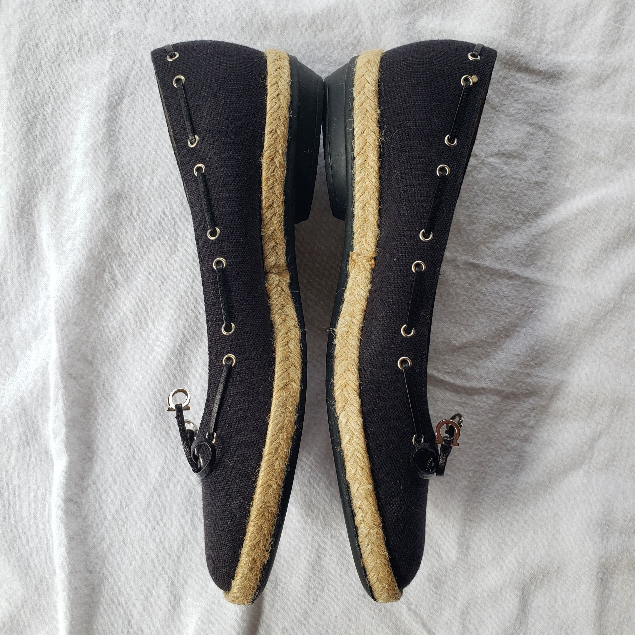 Salvatore Ferragamo Salvatore Ferragamo Black Canvas Espadrilles Ballet Flats Size US 6 / IT 36 - 11 Thumbnail
