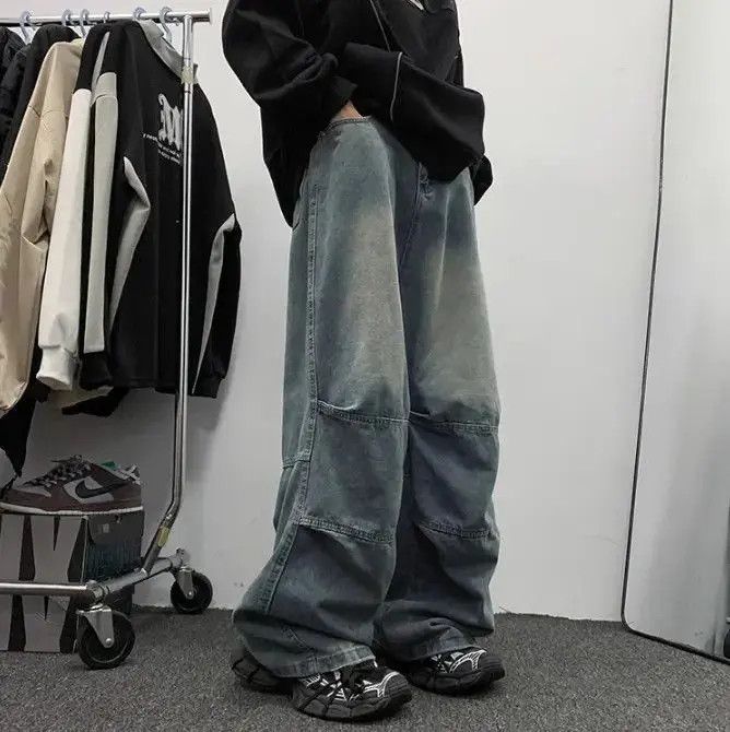 Japanese Brand Retro loose fitting straight leg casual patchwork jeans Size US 32 / EU 48 - 4 Thumbnail