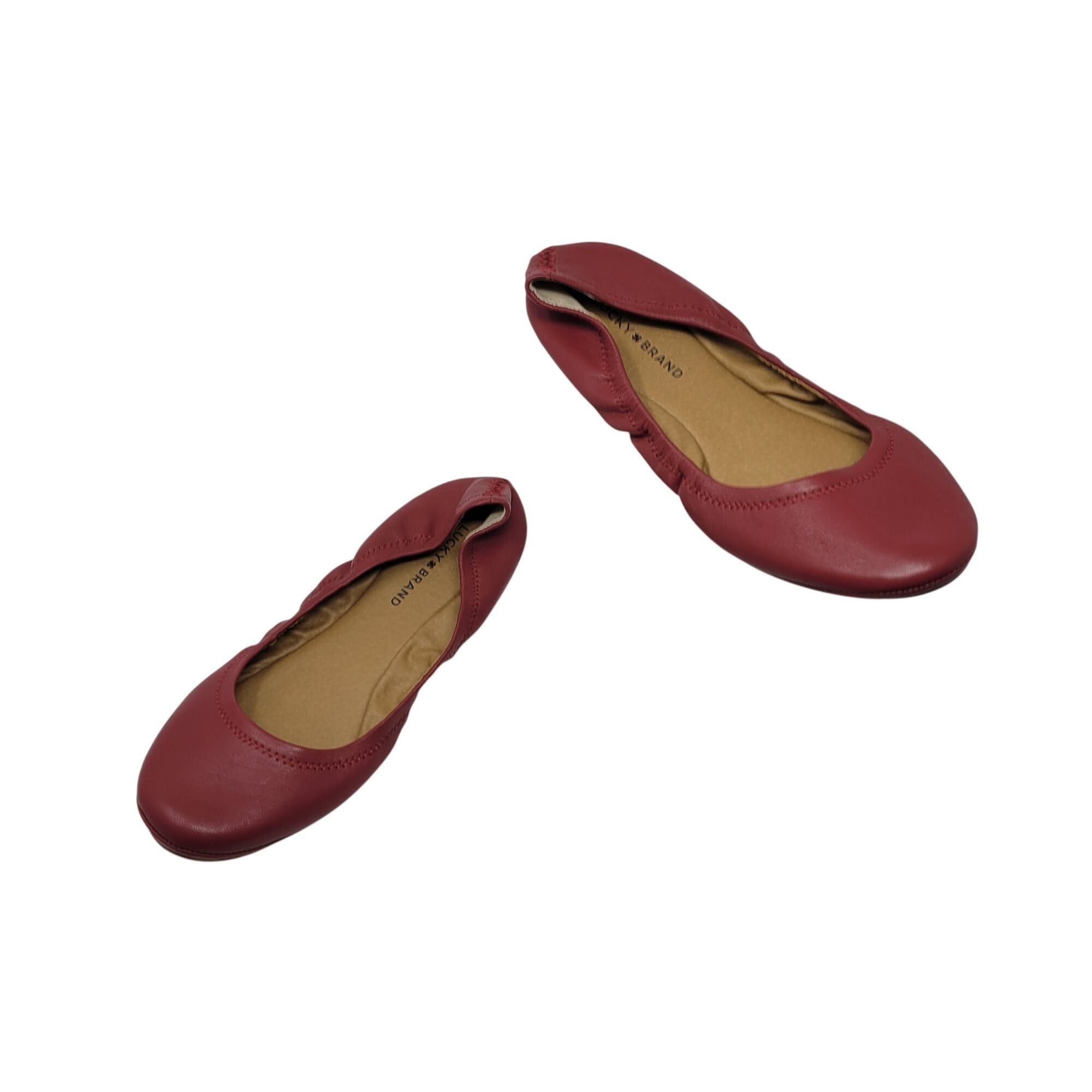 Lucky Brand Lucky Brand Womens Emmie Ballet Flat Red Leather 10 Balletco Size US 10 / IT 40 - 10 Thumbnail