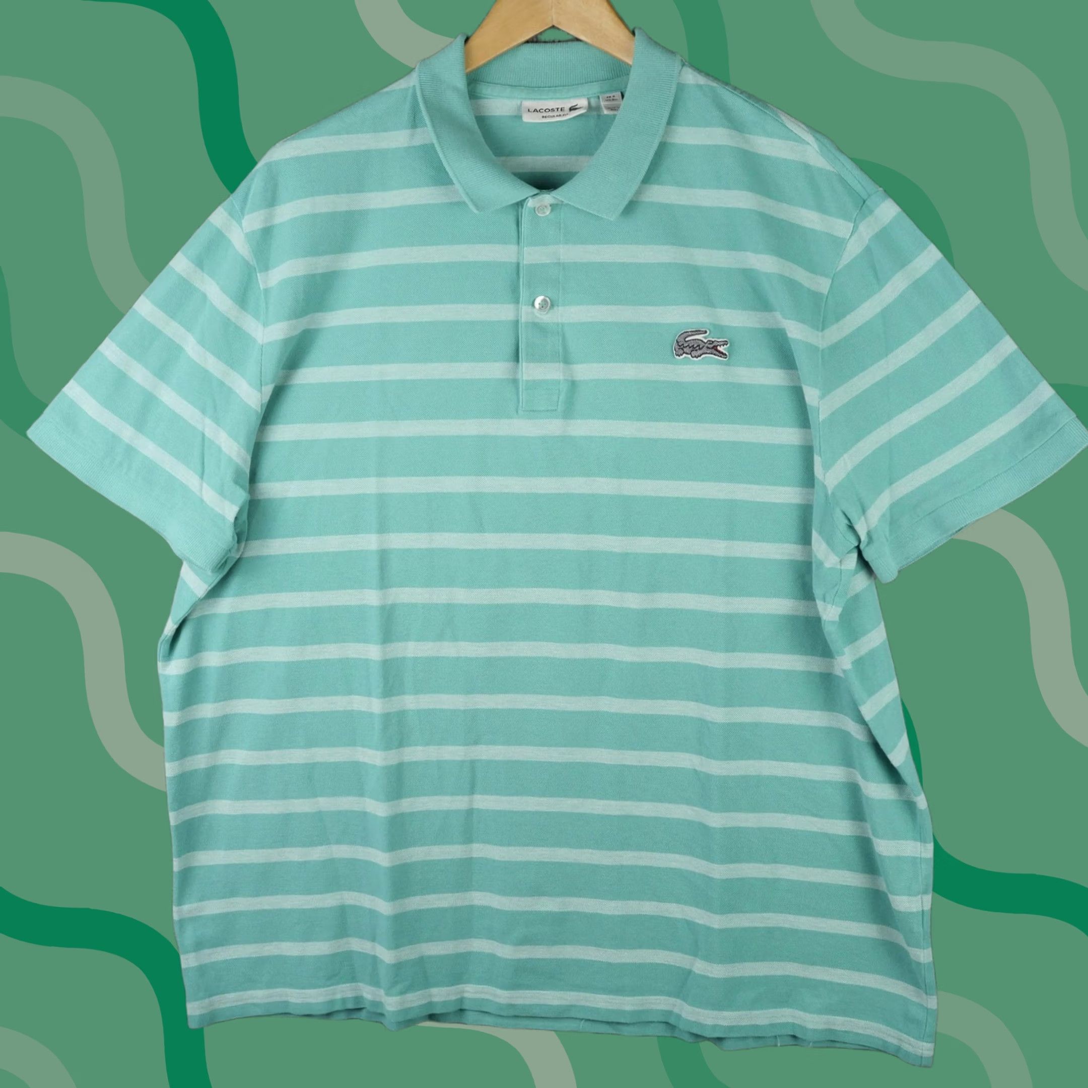 Lacoste Lacoste Polo Shirt Mens 3XL Green White Striped Regular Fit Big Logo Crocodile Size US XXL / EU 58 / 5 - 1 Thumbnail