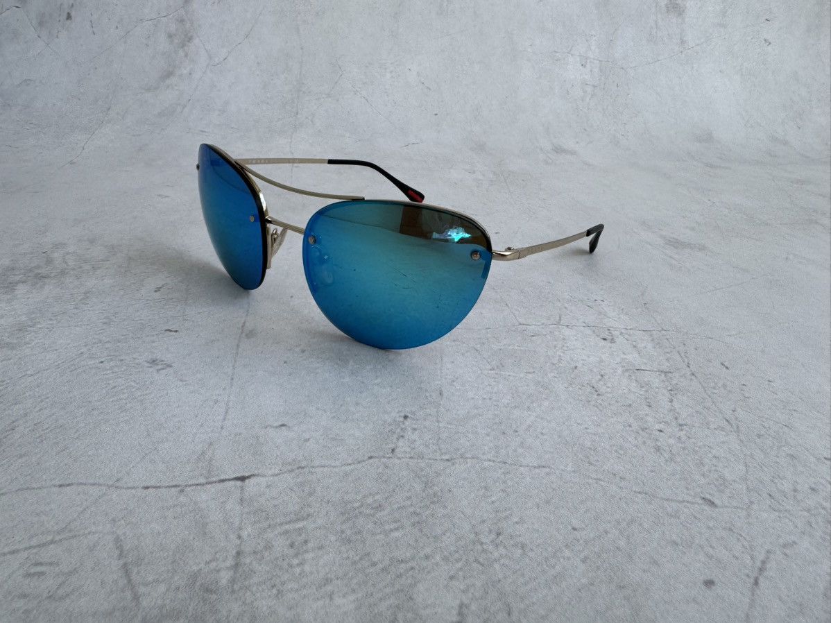 Prada Prada Sunglasses SPS 51R Rimless Shield Blue Mirror Size ONE SIZE - 2 Thumbnail