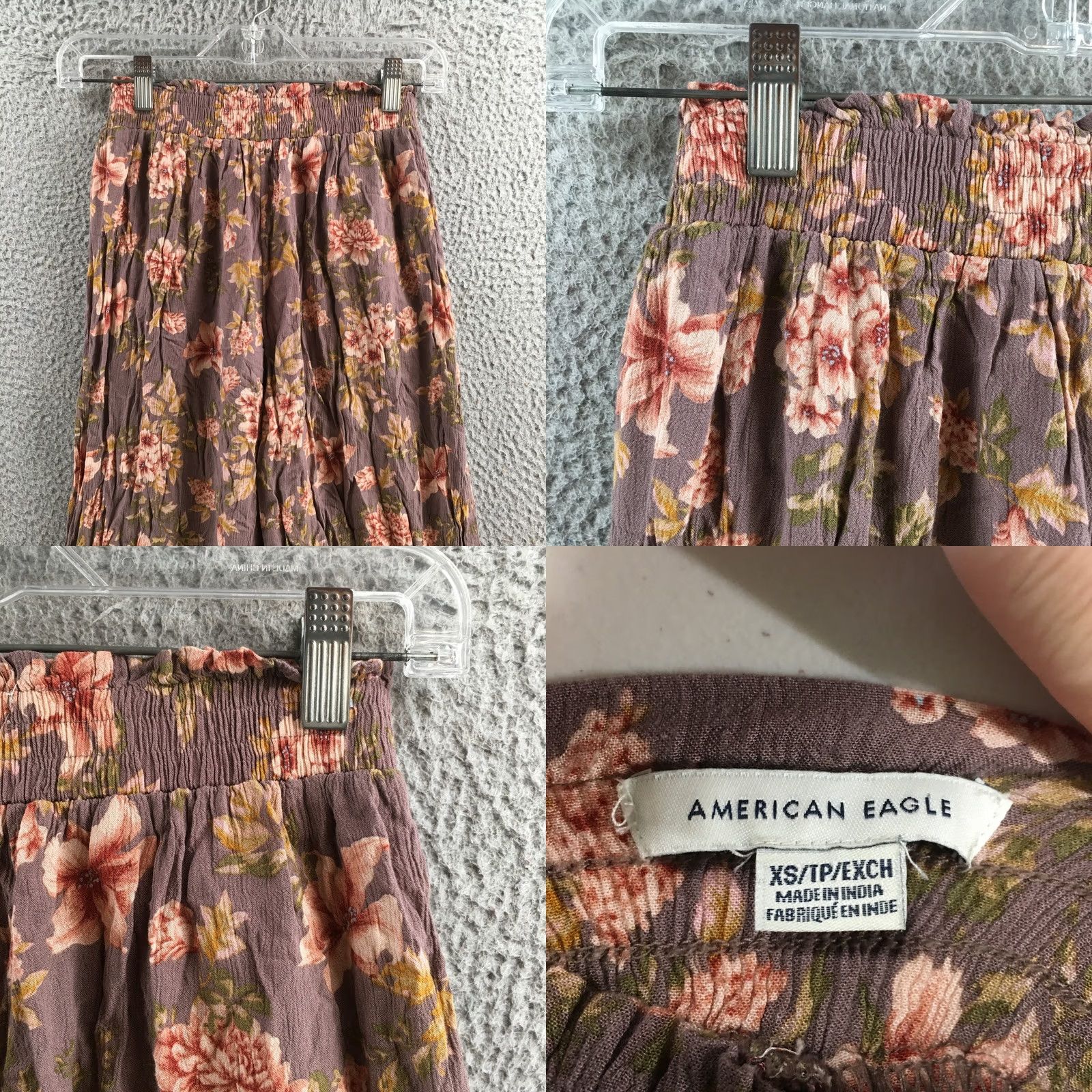 American Eagle Outfitters American Eagle Outfitters Wide Leg Pants Womens XS Brown Floral Elastic Waist Crinkle Boho Size 26" / US 2 / IT 38 - 9 Thumbnail