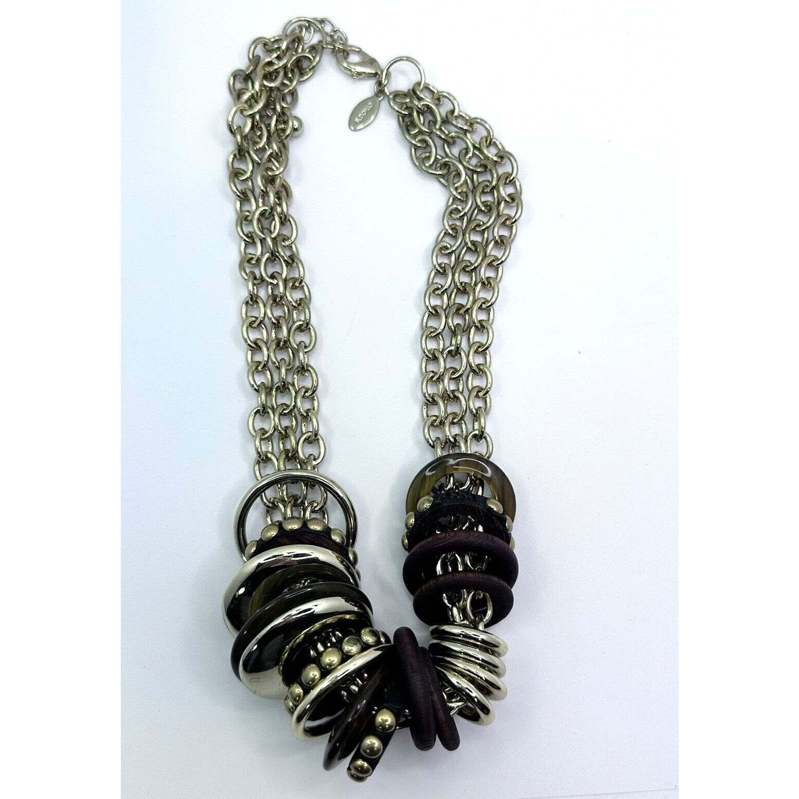 Chicos CHICO'S Jenny Neutral Faux Tortoise Shell and Wood Necklace Size ONE SIZE - 3 Thumbnail