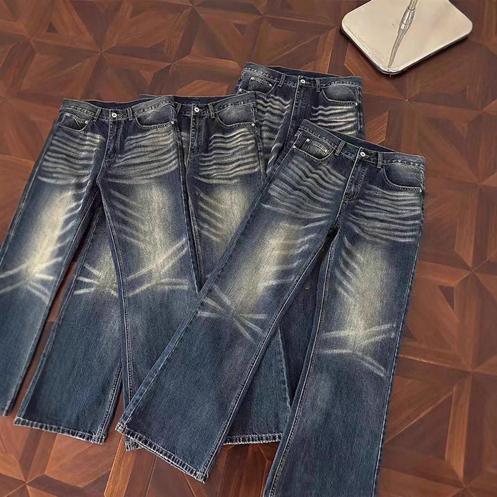 Other Blue Denim Wide Leg Flared Jeans, Vintage Baggy Jeans Size US 32 / EU 48 - 4 Thumbnail