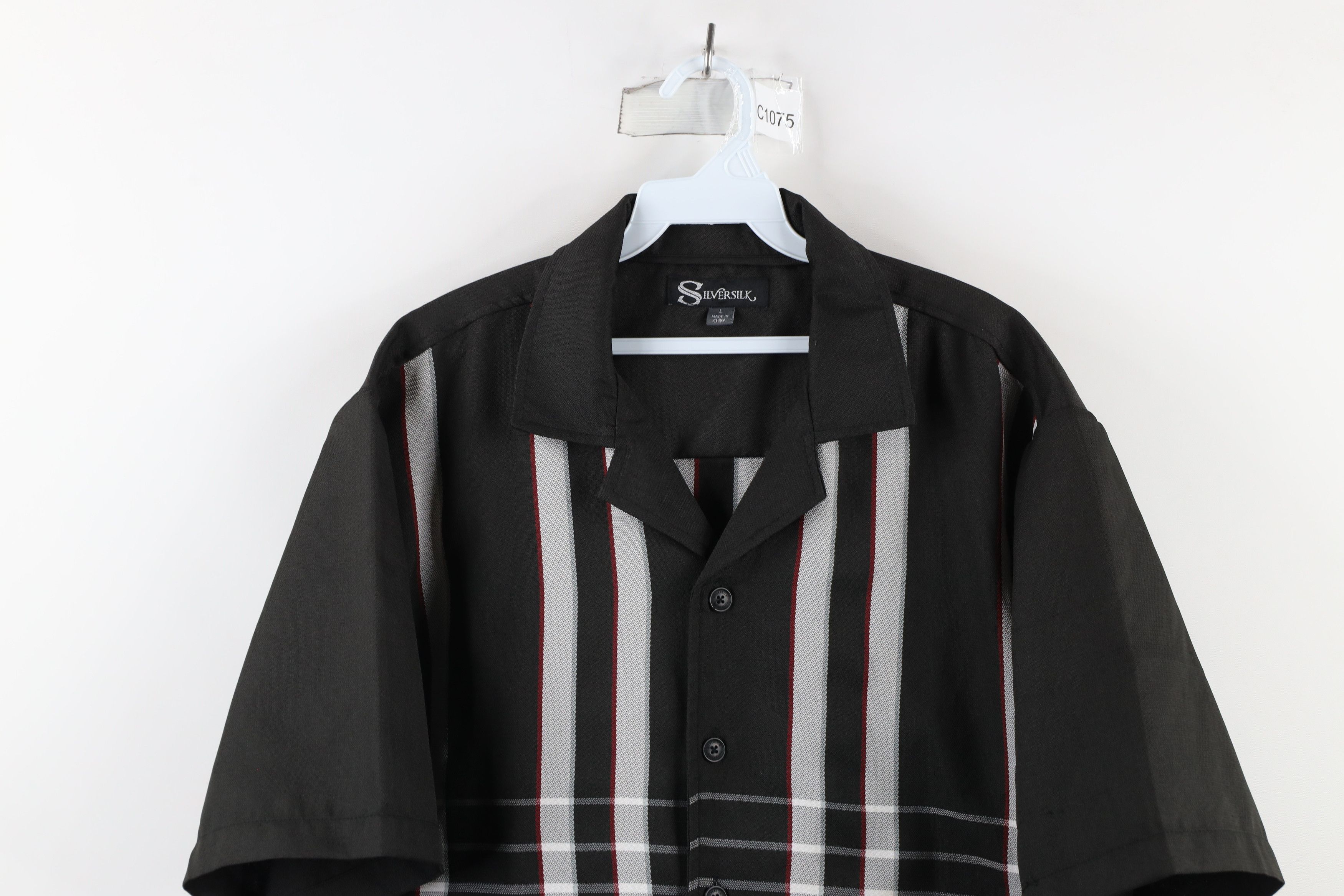 Vintage Vintage 90s Rockabilly Striped Knit Camp Collar Button Shirt Size US L / EU 52-54 / 3 - 2 Thumbnail