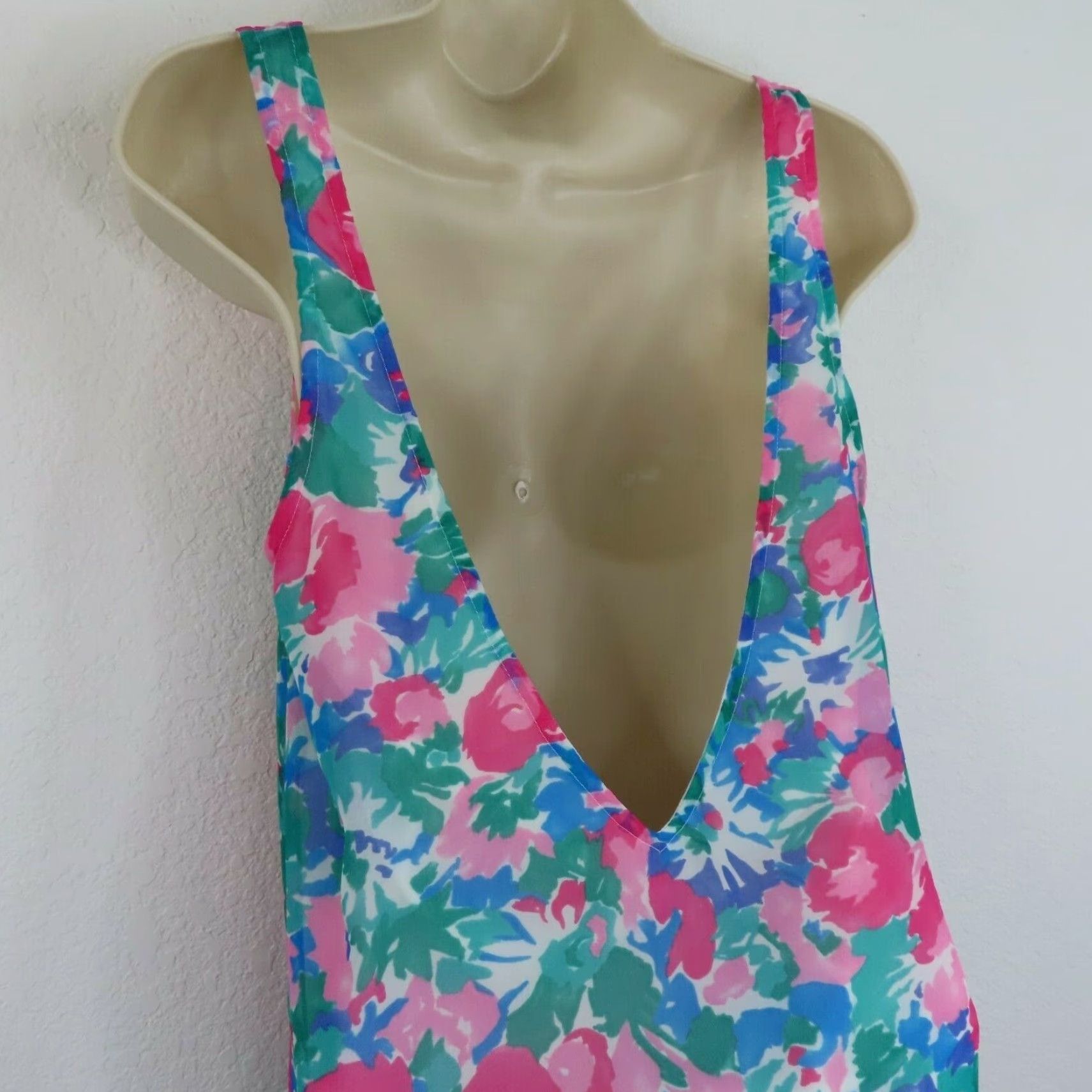 Show Me Your MuMu Show Me Your MuMu Womens Small Blue Flower Floral V Neck Sleeveless Shift Dress Size S / US 4 / IT 40 - 5 Thumbnail
