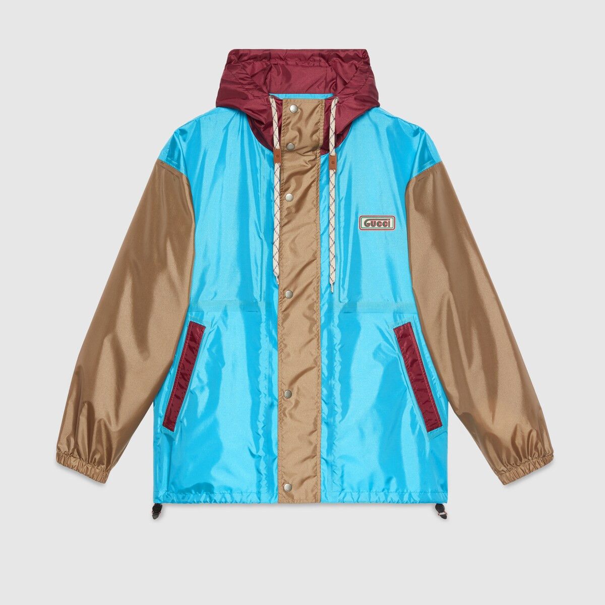 Gucci 48 M Gucci Hooded Block Jacket Windbreaker Blue Beige Red Size US M / EU 48-50 / 2 - 1 Thumbnail