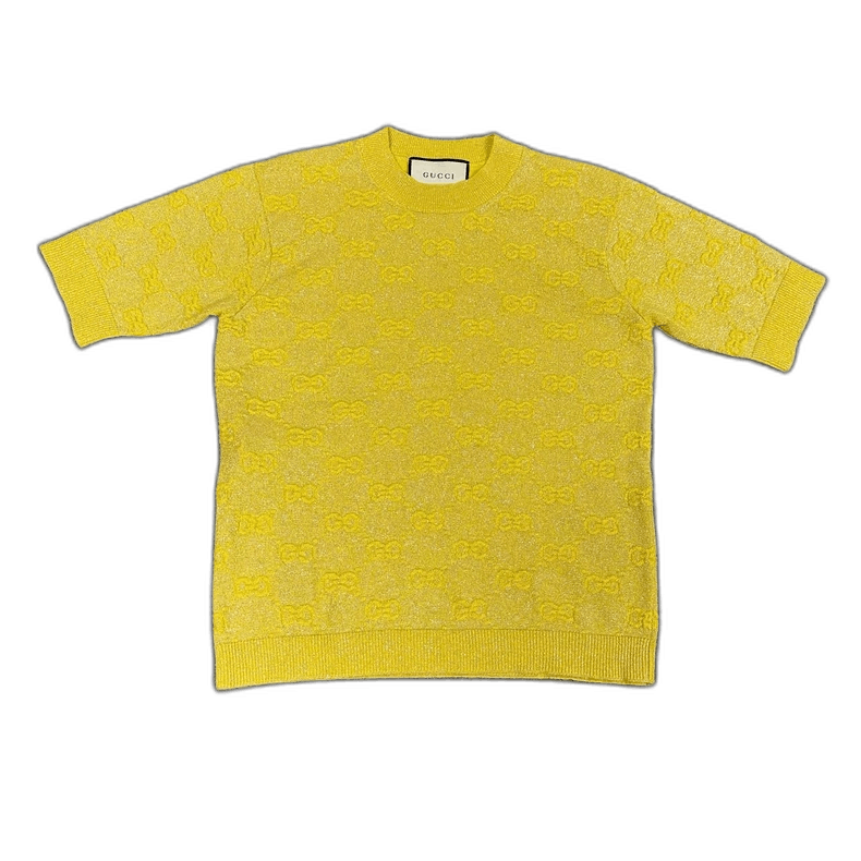 Gucci Gucci Yellow Printed Short Sleeve Knit Top Size XS / US 0-2 / IT 36-38 - 1 Thumbnail