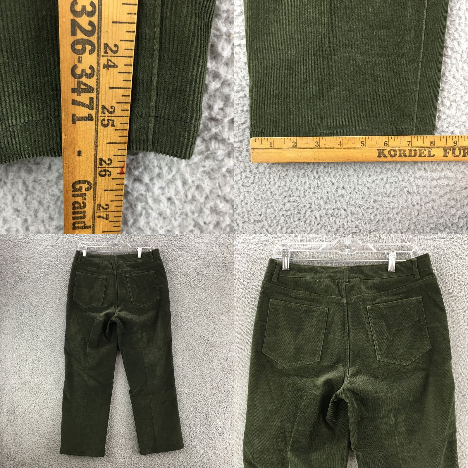 Vintage Appleseed's Straight Leg Corduroy Pants Womens 8P Green HI-Rise Zip Fly Button Size 30" / US 8 / IT 44 - 8 Thumbnail