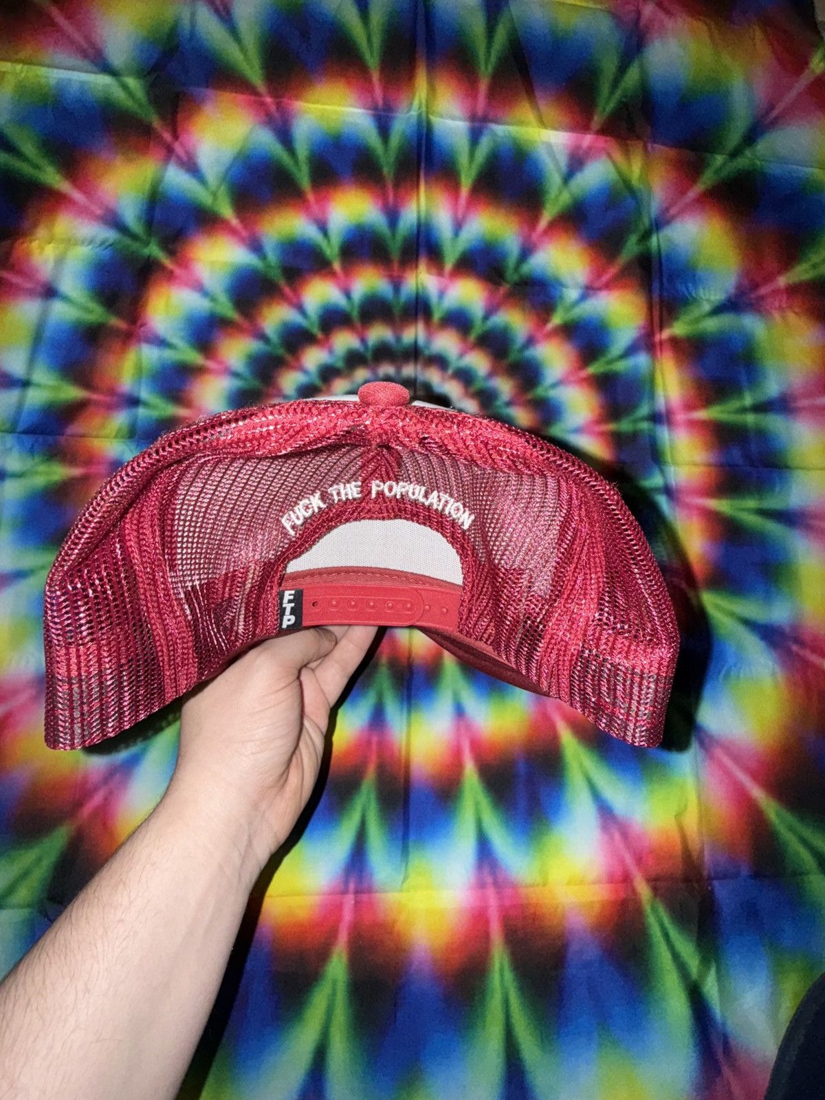 Fuck The Population .Kcuf Logo Trucker Hat Red Size ONE SIZE - 2 Thumbnail