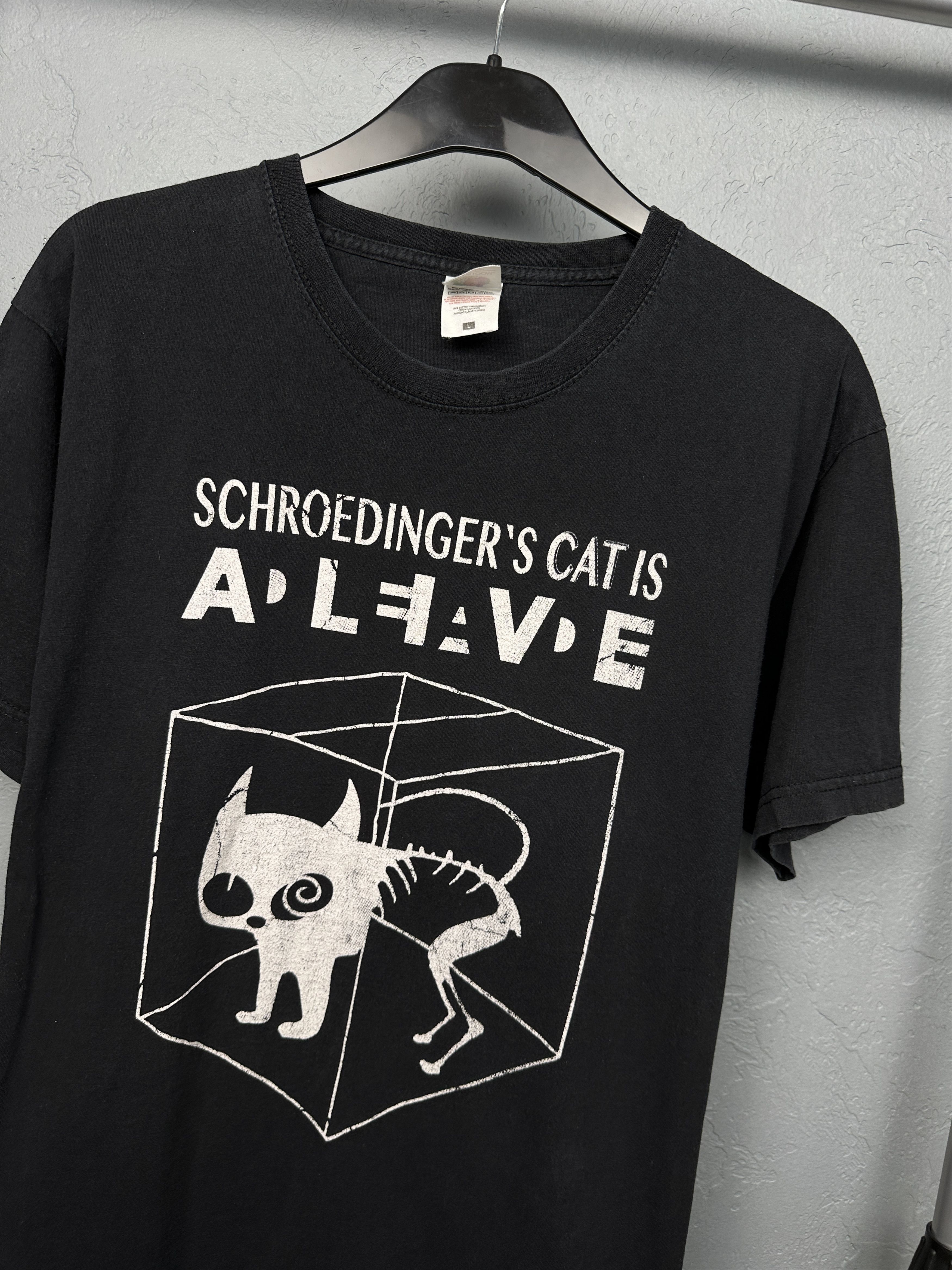 Vintage Schroedingers Cat Is Alive Dead Mens T-Shirt Size US L / EU 52-54 / 3 - 2 Thumbnail
