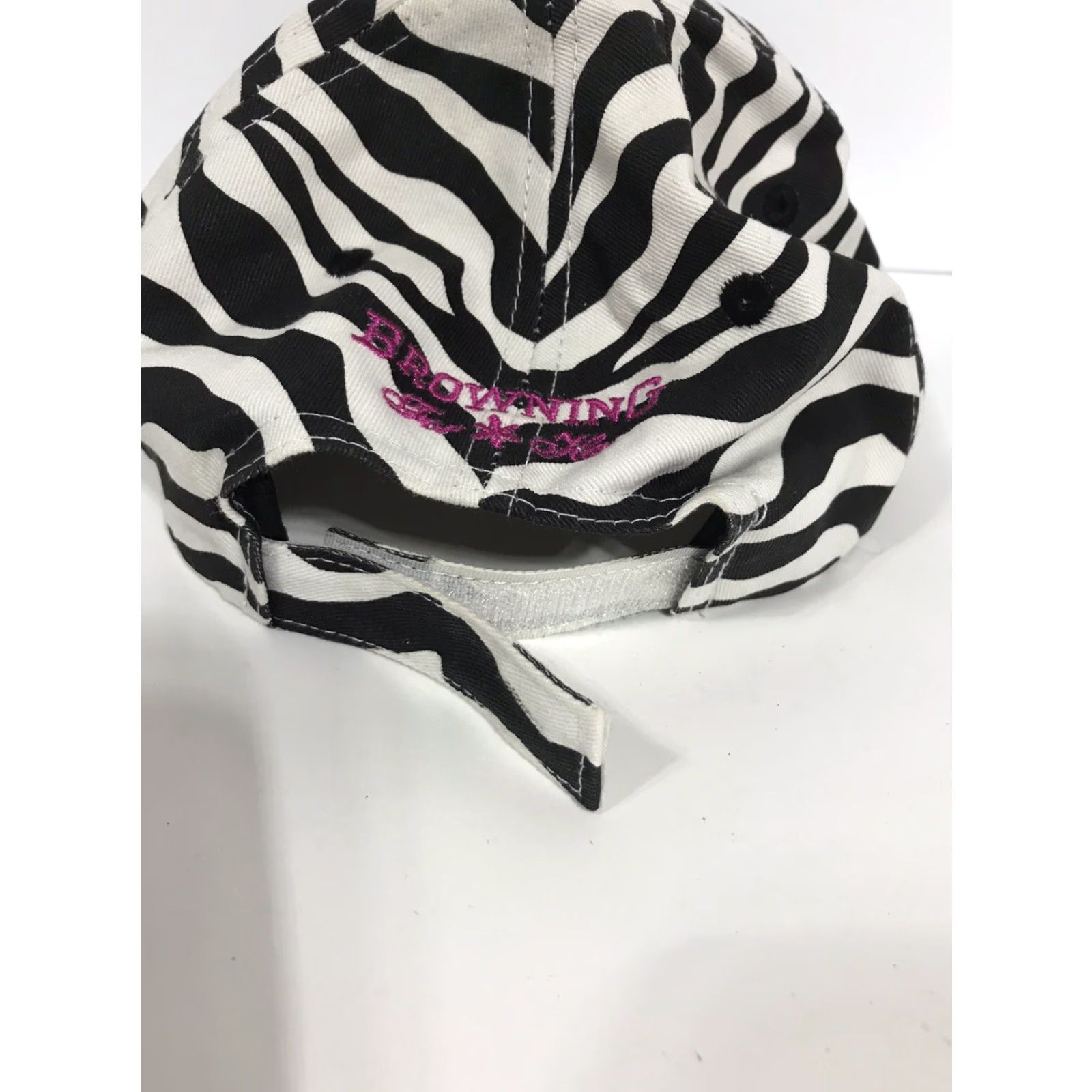 Vintage Browning For Her Zebra Print Baseball Cap - One Size - Dark Pink Logo - Women's Activewear Size ONE SIZE - 3 Thumbnail
