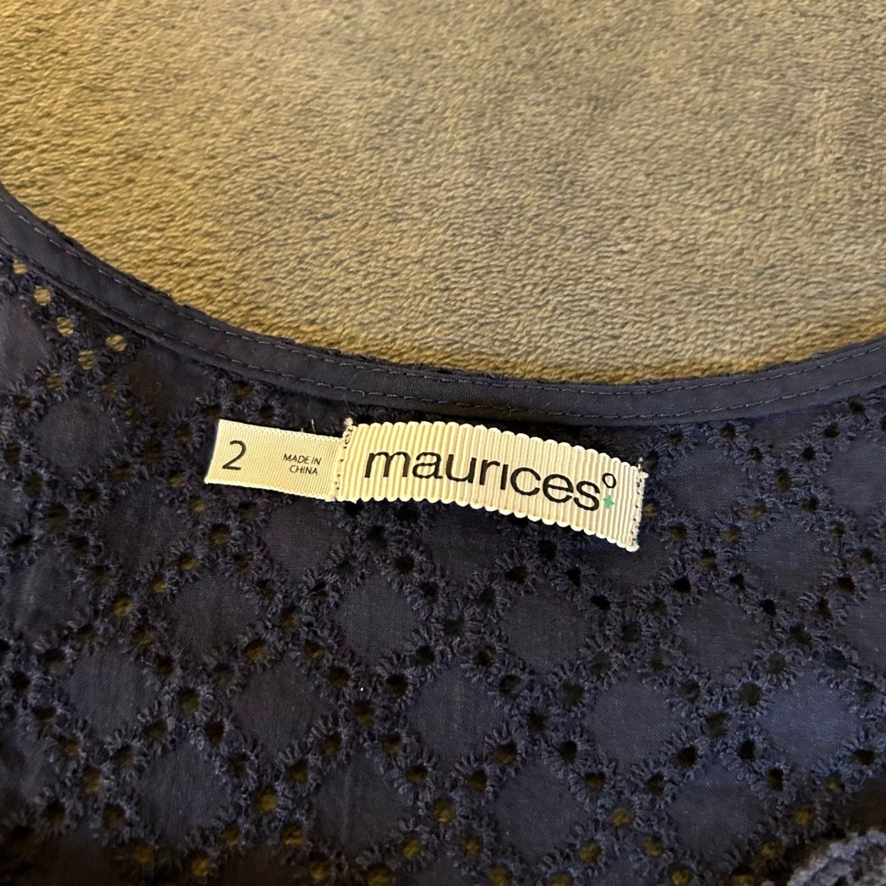 Vintage Maurices Tank Top Womens Navy Crochet Racerback Sleeveless Cotton Knit Camisole Square Neck Size 2 Size XS / US 0-2 / IT 36-38 - 2 Thumbnail