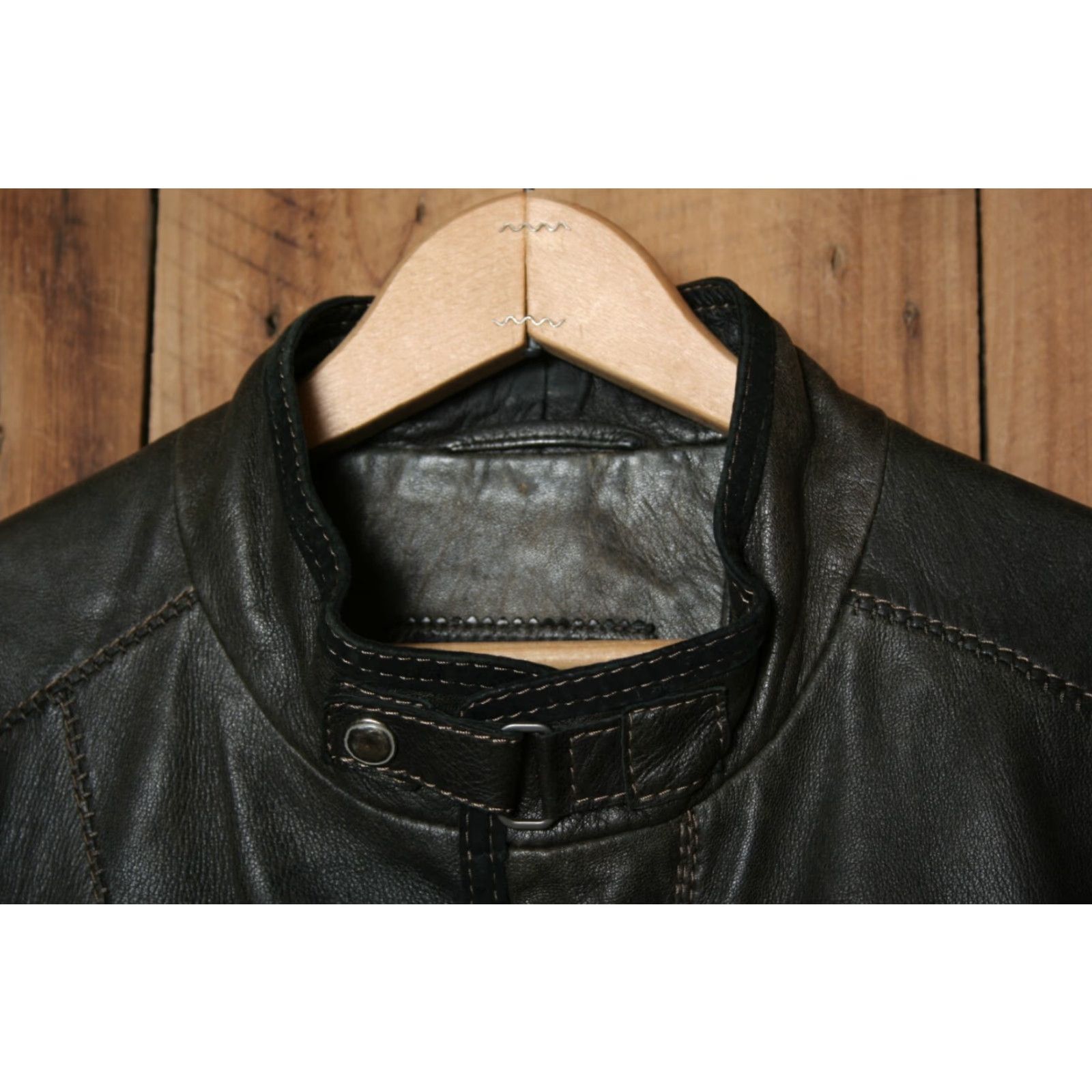 Vintage VINTAGE Wilsons Italian Leather Cafe Collar Jacket Slim Fitting Men’s L Brown Moto Jacket Size US L / EU 52-54 / 3 - 2 Thumbnail