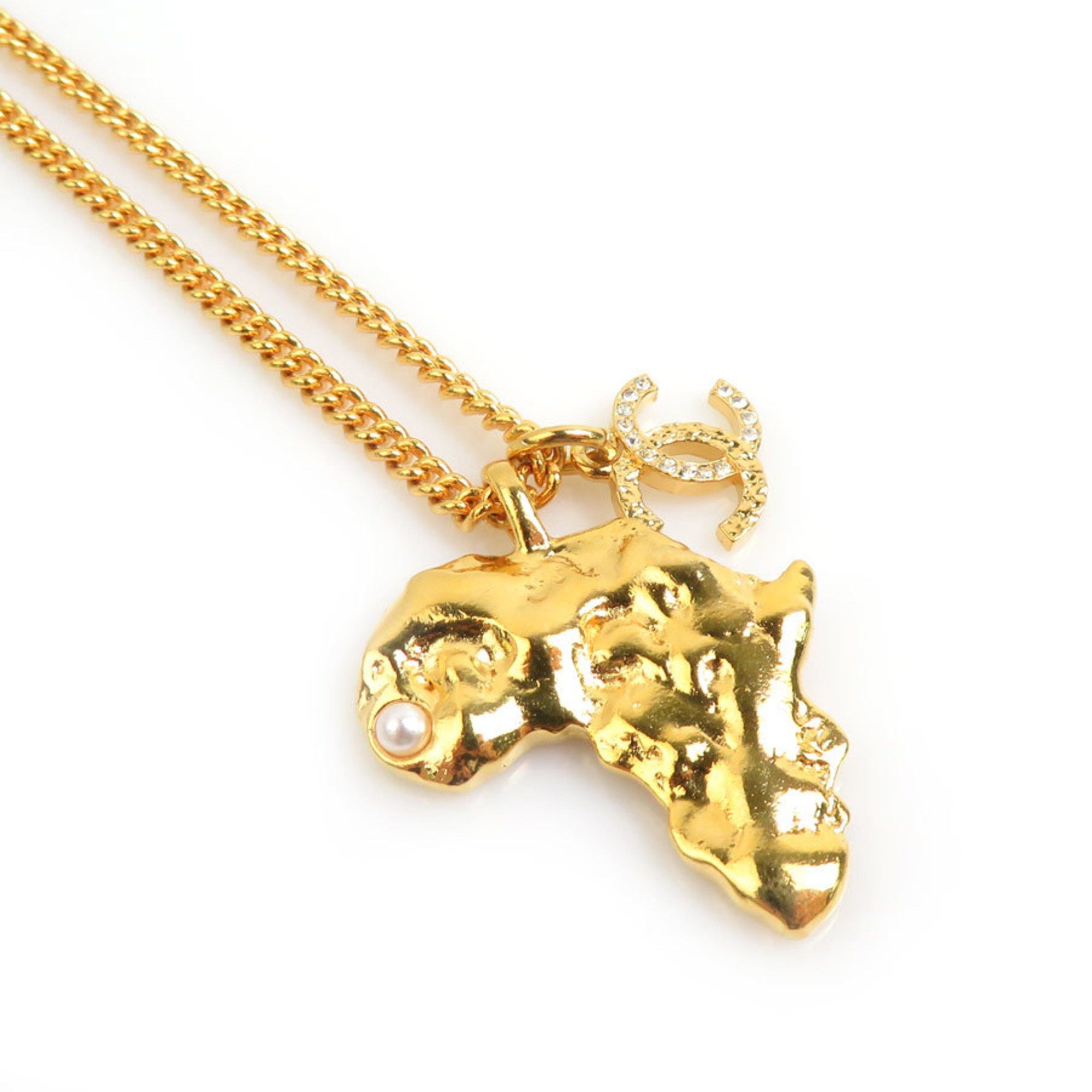 CHANEL Necklace with Coco Mark and African Motif Metal Gold Women's e60903i