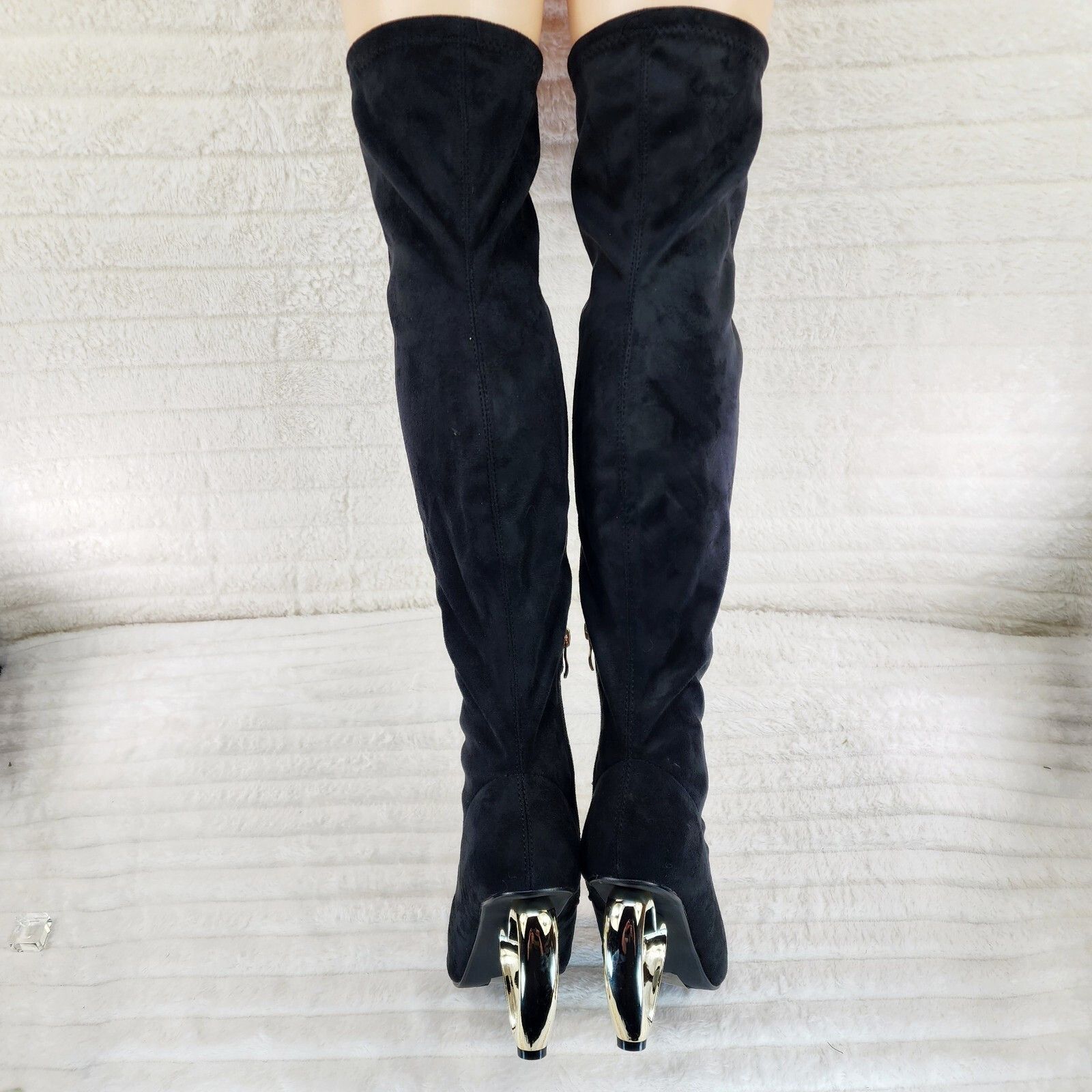 Other Zen Love Colorful Black Stretch FX Suede Over The Knee Boots Size US 9 / IT 39 - 4 Thumbnail