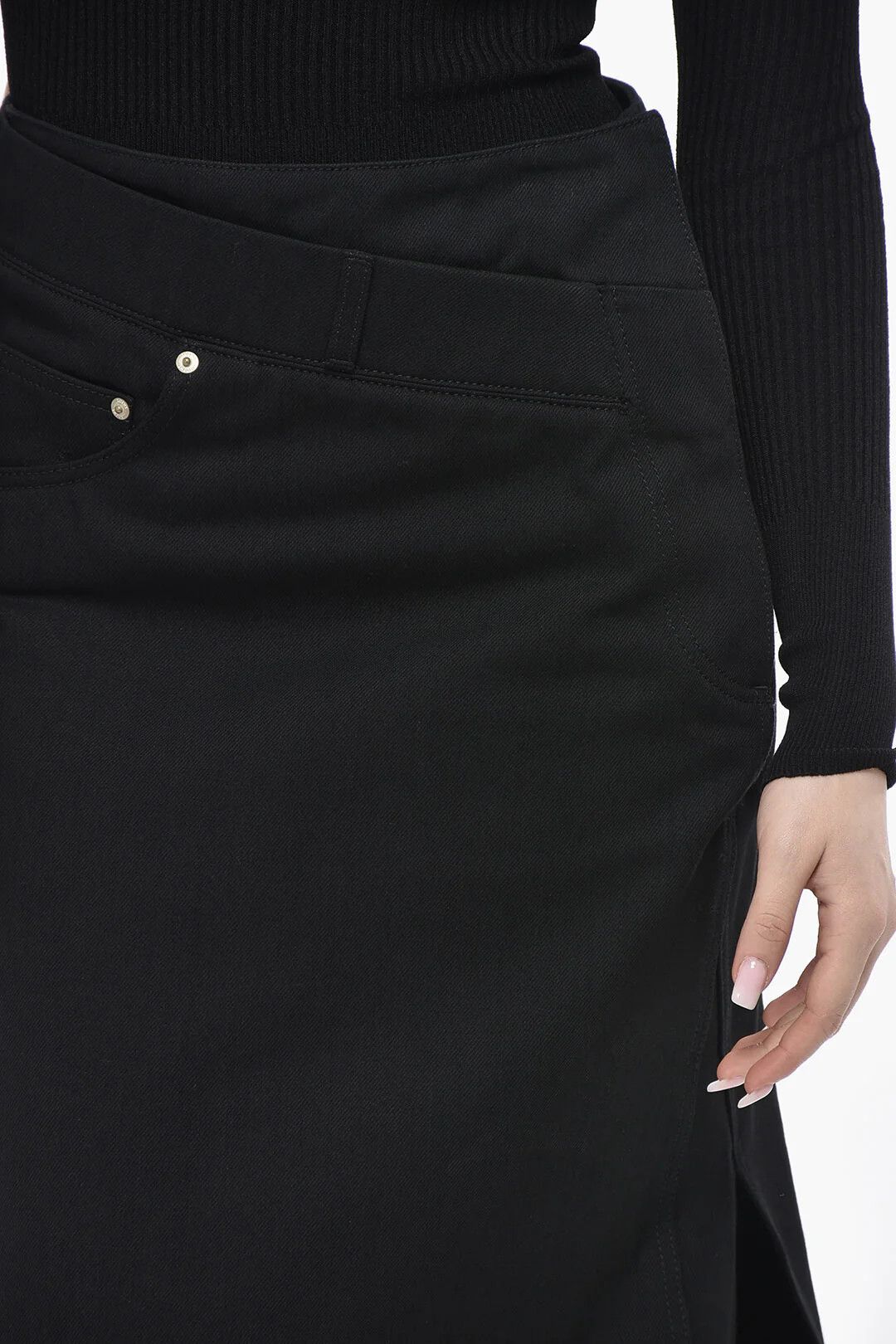 Loewe og1mm0426 Cotton Unstructured Pencil Skirt in Black Size 30" / US 8 / IT 44 - 3 Thumbnail