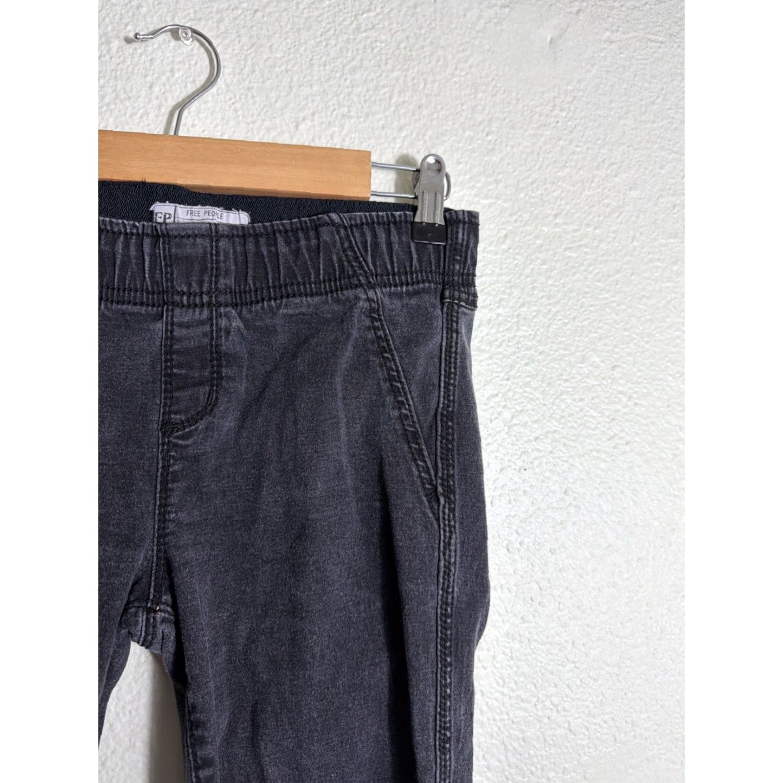 Free People Free People Jeans Black Denim Flare Pull on 29x28 Raw Hem Women Size 29" - 5 Thumbnail