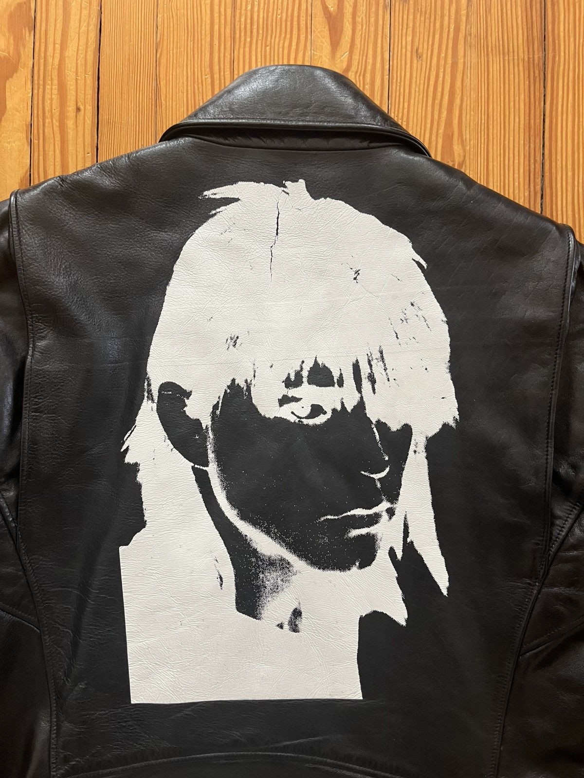 Andy Warhol × Calvin Klein 205W39NYC Raf Simons Steven Sprouse Screenprinted Leather Biker Jacket Size US M / EU 48-50 / 2 - 3 Thumbnail
