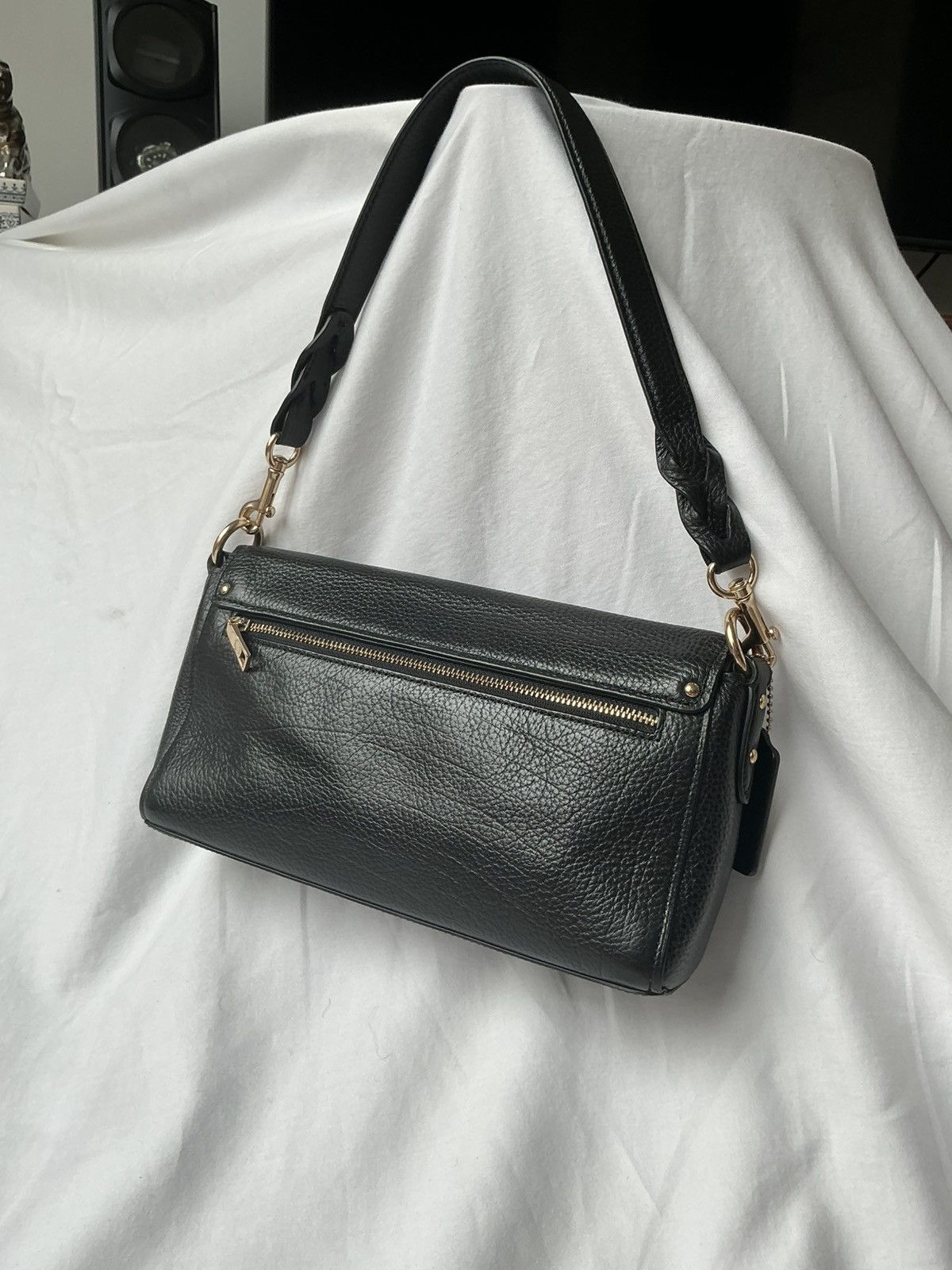 Coach Coach Black Tabby 26 Leather Horse & Carriage Shoulder Bag Size ONE SIZE - 7 Thumbnail