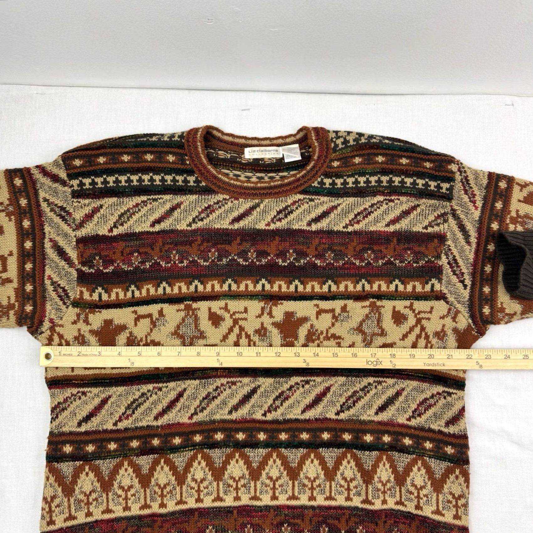 Liz Claiborne VINTAGE Liz Claiborne Sweater Womens Medium Knit African Tribal 90s Hipster Size M / US 6-8 / IT 42-44 - 7 Thumbnail