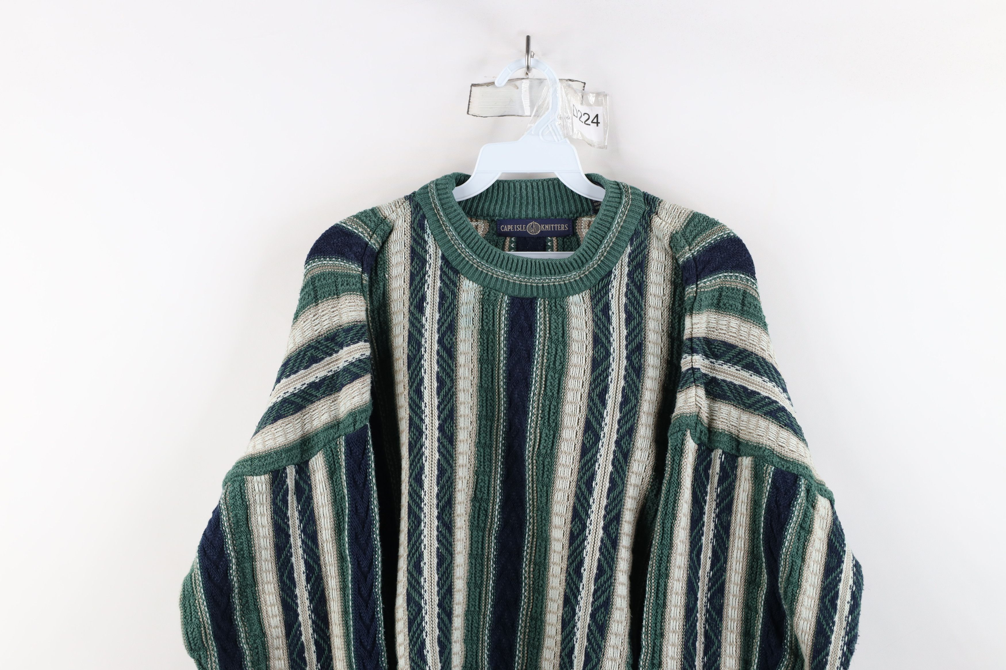 Vintage Vintage 90s Coogi Style Textured Striped Knit Sweater Size US L / EU 52-54 / 3 - 2 Thumbnail