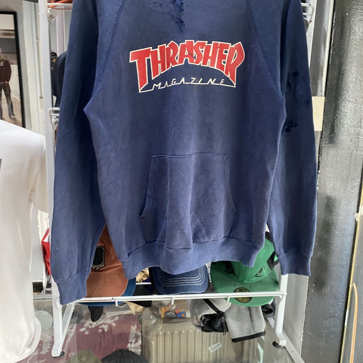 Thrasher × Vintage Thrasher Navy Blue Hoodie Vintage 80s Distressed Size US L / EU 52-54 / 3 - 4 Thumbnail