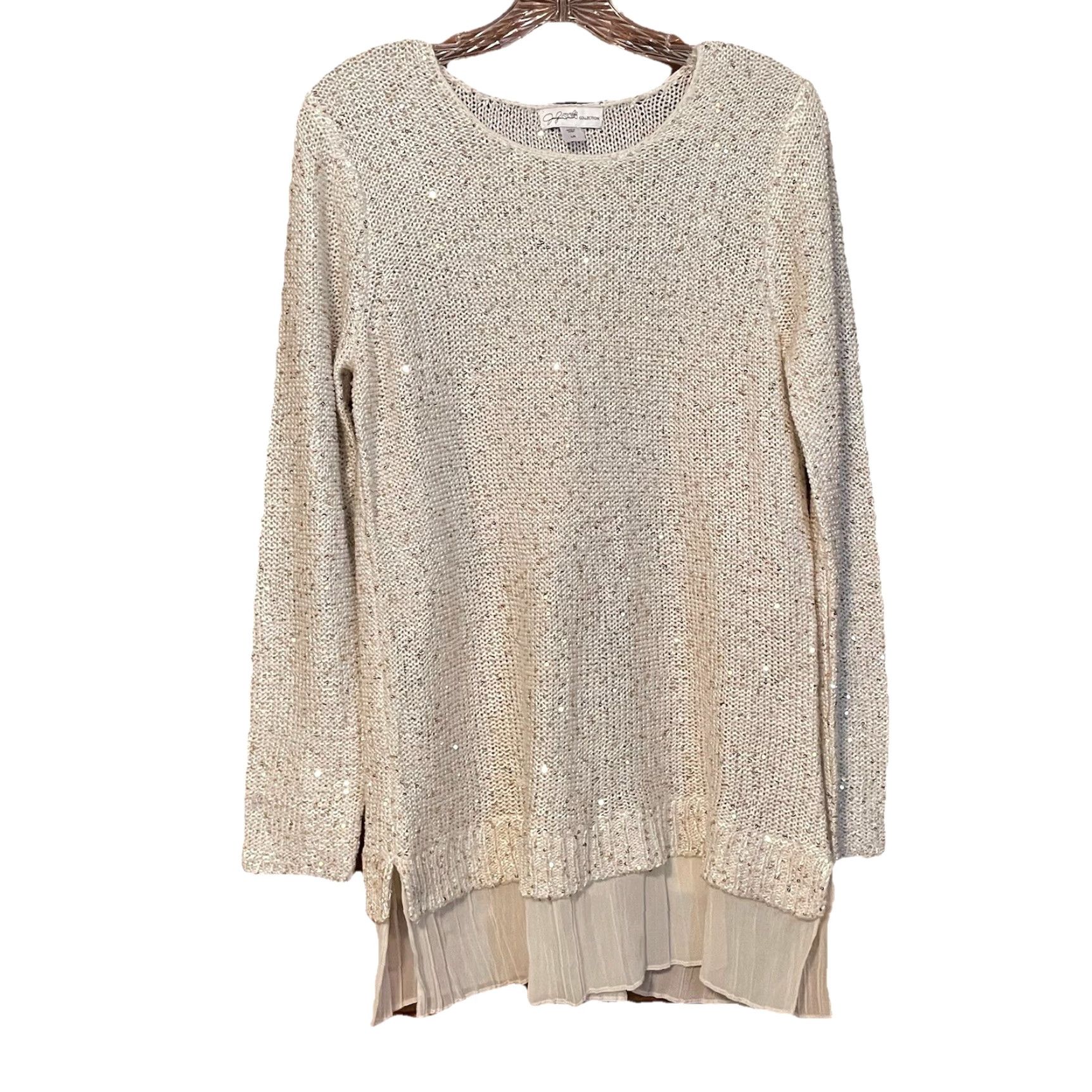 Vintage VINTAGE Jaclyn Smith Collection Sweater Womens Lg White Sequins Sheer Pleated Bottom Knit? Size L / US 10 / IT 46 - 2 Thumbnail