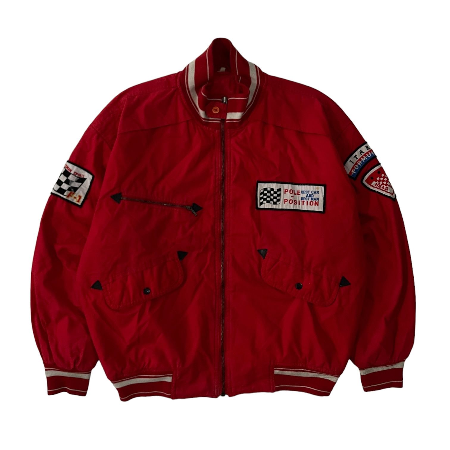image of Formula Uno x Gear For Sports Vintage Formula 1 Pole Position Bomber Racing Jacket in Red (Size Lar