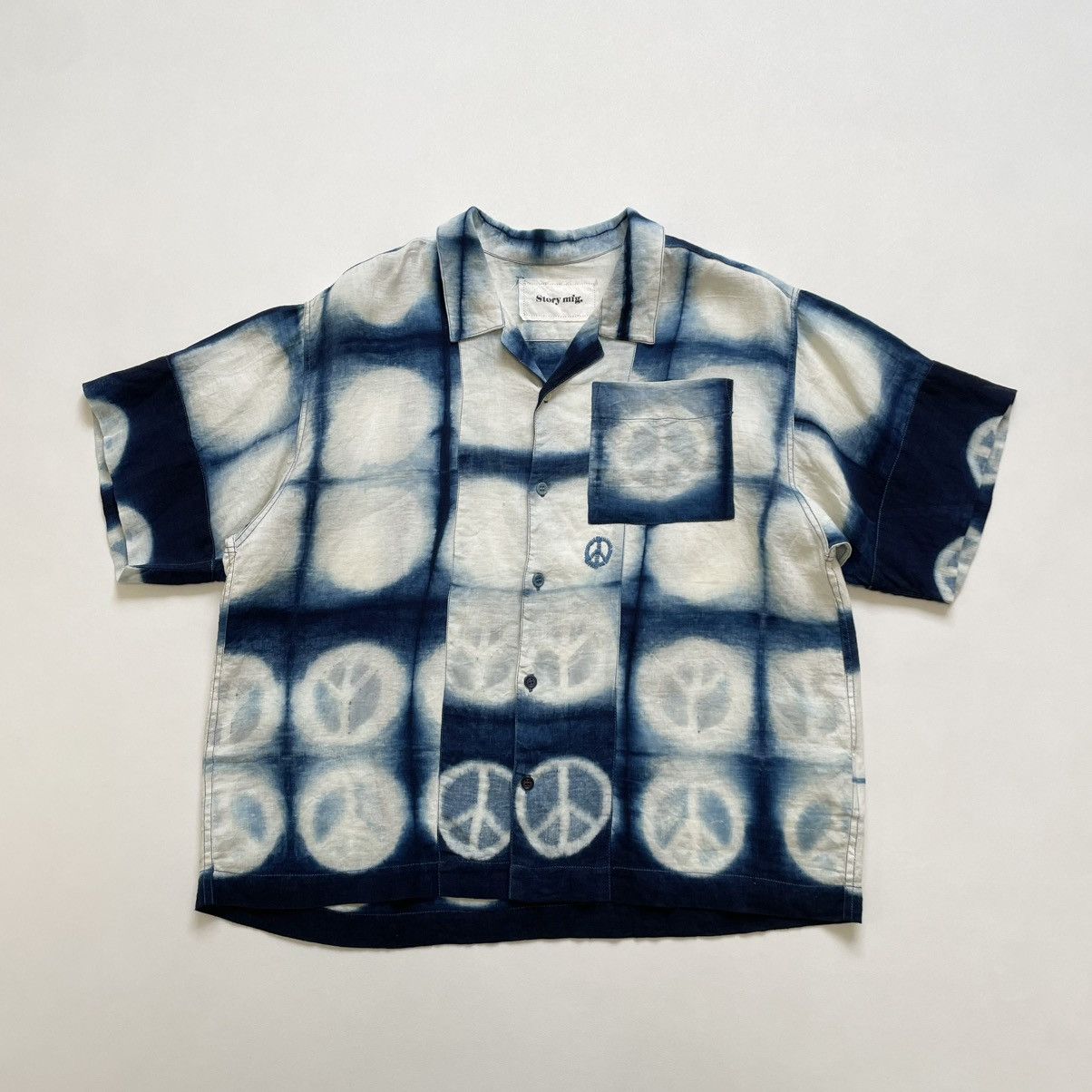 Story Mfg. Blue/White ‘Peace Tie Dye’ Print Shirt Size US M / EU 48-50 / 2 - 1 Thumbnail