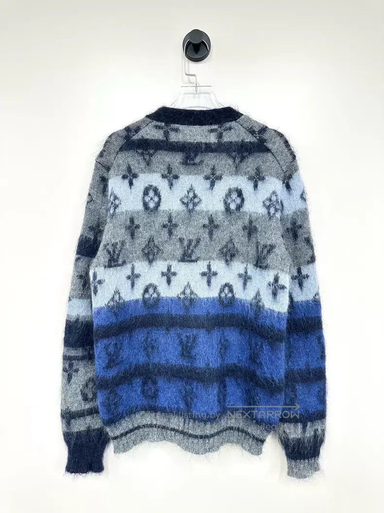 Louis Vuitton Louis Vuitton Blue full logo mohair knit cardigan shirt Size US XS / EU 42 / 0 - 2 Thumbnail