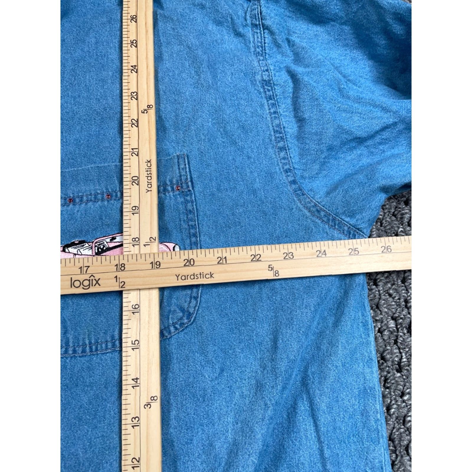Denime VINTAGE Lost in 50s Embroidered Denim Shirt Adult XL Blue Button-Up Casual Mens Size US XL / EU 56 / 4 - 5 Thumbnail