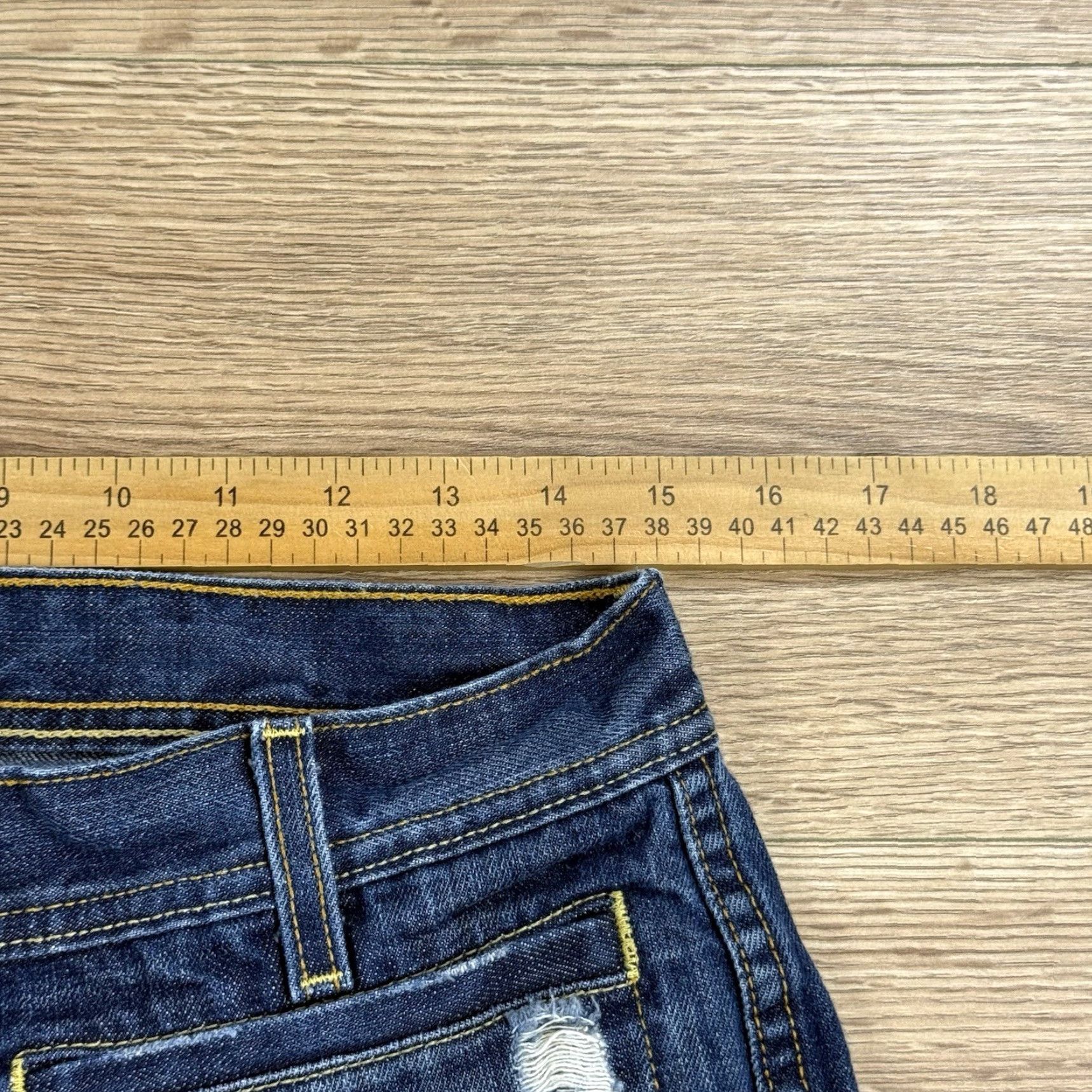 Old Navy Old Navy Jeans Women's Ultra Low Rise Slim Bootcut Button Fly 6 Distressed Blue Regular 31in Inseam Size 28" / US 6 / IT 42 - 5 Thumbnail