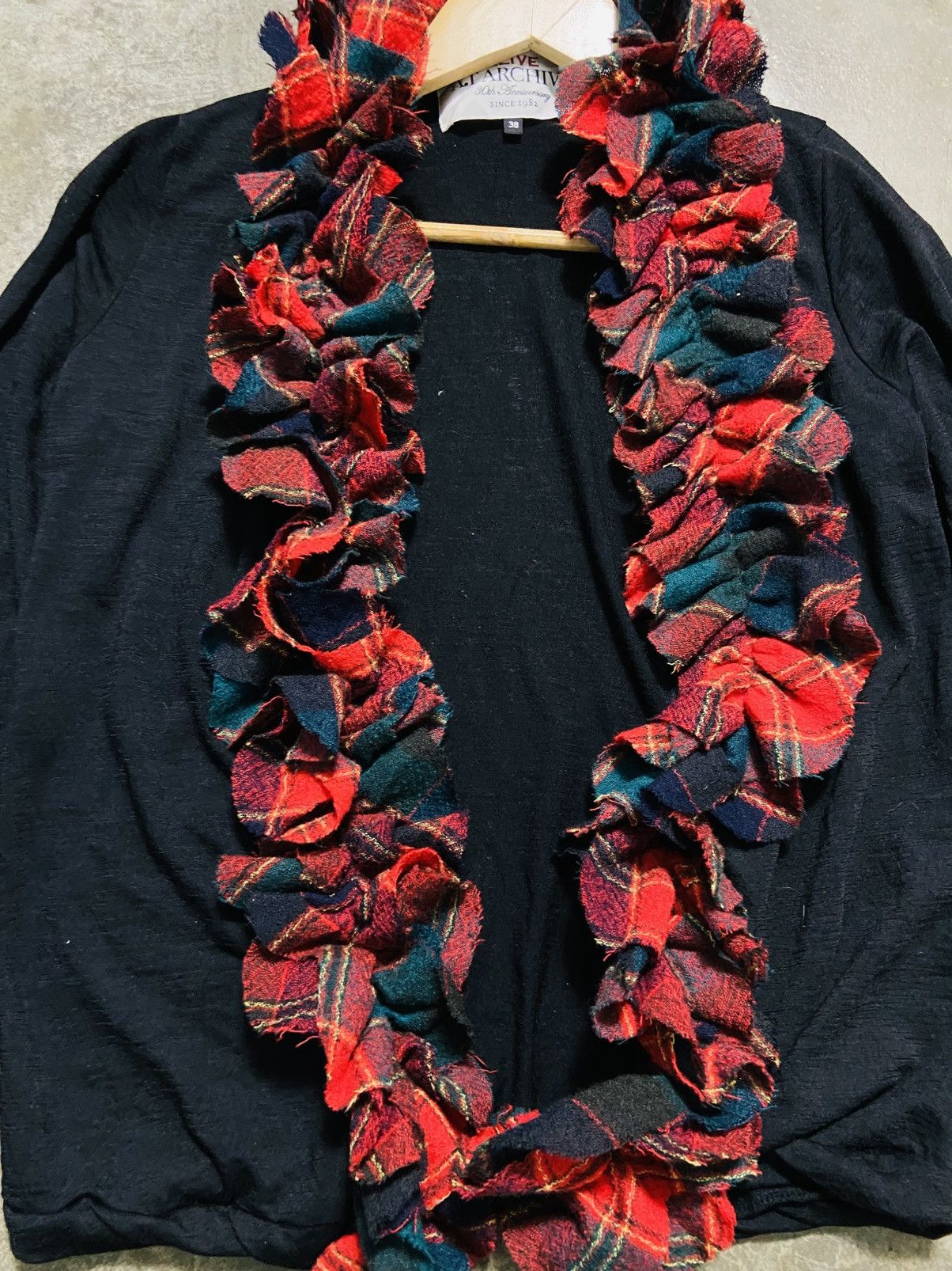 ATSURO TAYAMA Atsuro Tayama “Alive Archive” Plaid Ruffle Wool Cardigan Size S / US 4 / IT 40 - 5 Thumbnail