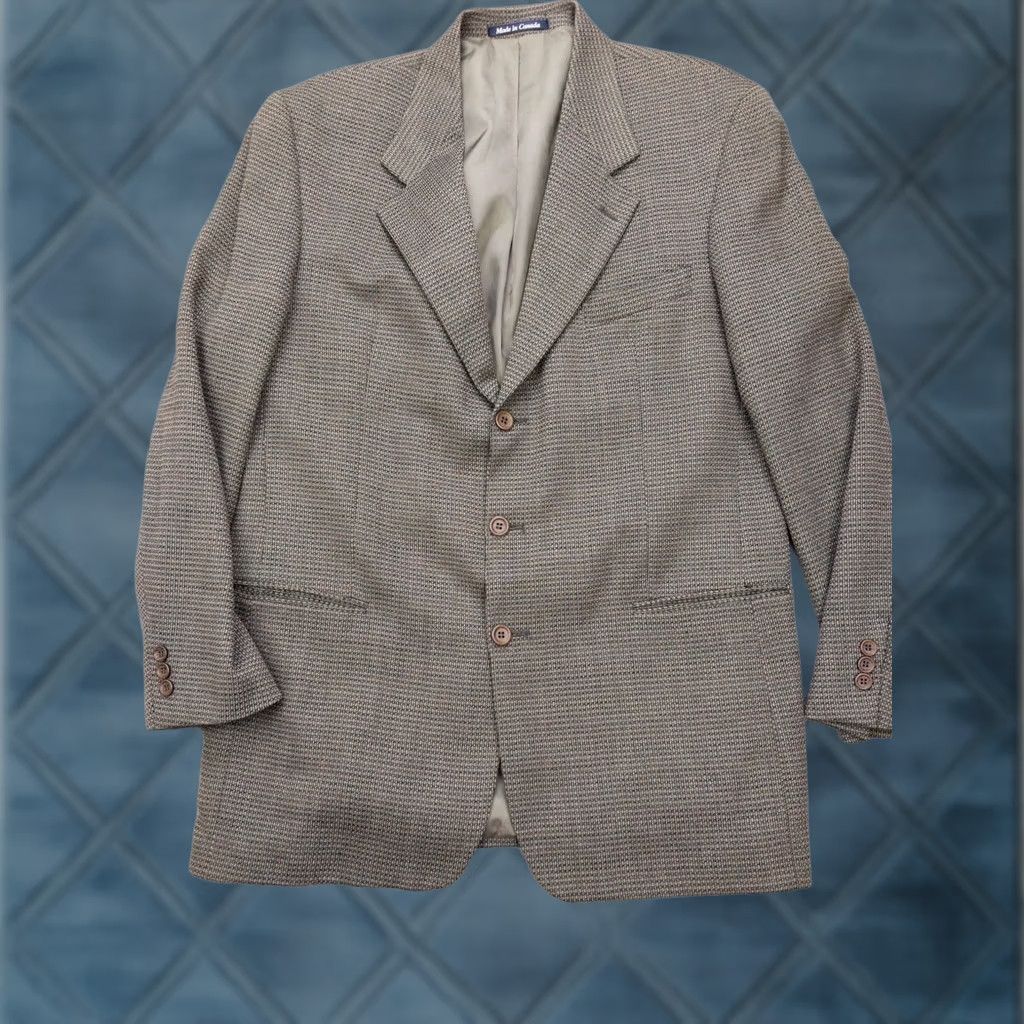 Vintage Daniel Hechter Blazer Mens 43 Long Brown Wool Tweed Check Single-Breasted 3-in-1 Jacket Size 44R - 1 Thumbnail
