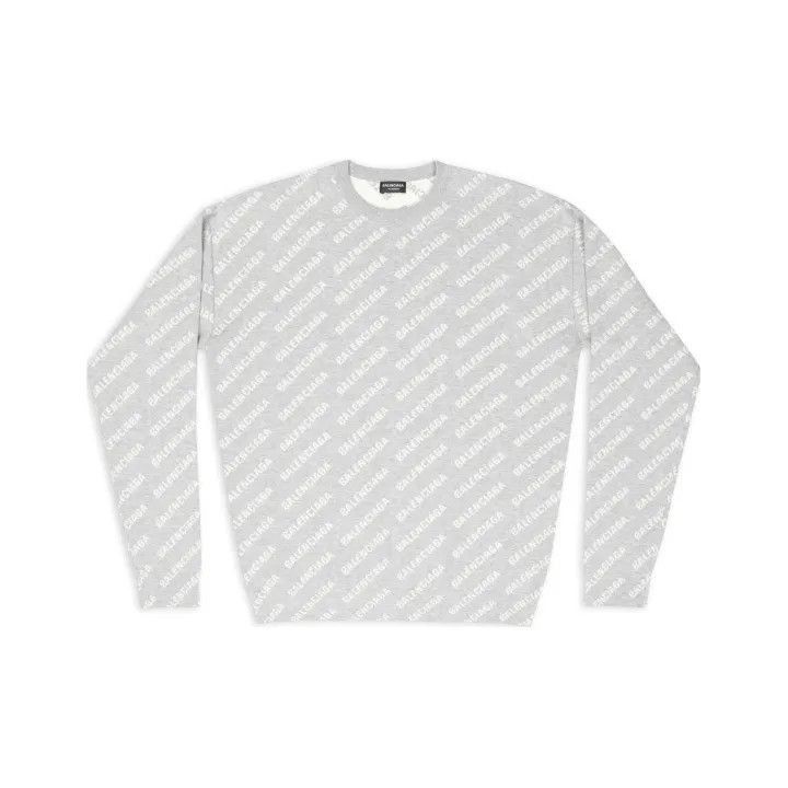 Balenciaga Balenciaga Gray Logo Print Long Sleeve Sweater 0079-2507 Size US S / EU 44-46 / 1 - 1 Thumbnail
