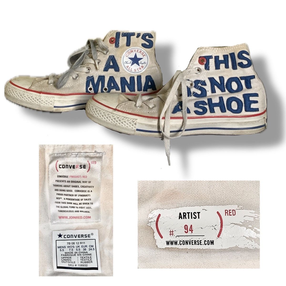 Converse Converse All Star “This is not a shoe, it’s a mania” Size US 7 / IT 37 - 1 Thumbnail
