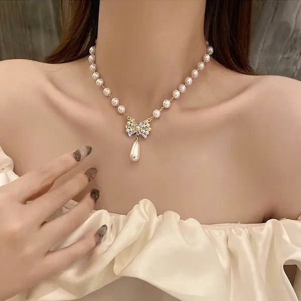 Other Elegant White Pearl Pendant Choker Necklace for Women Size ONE SIZE - 4 Thumbnail