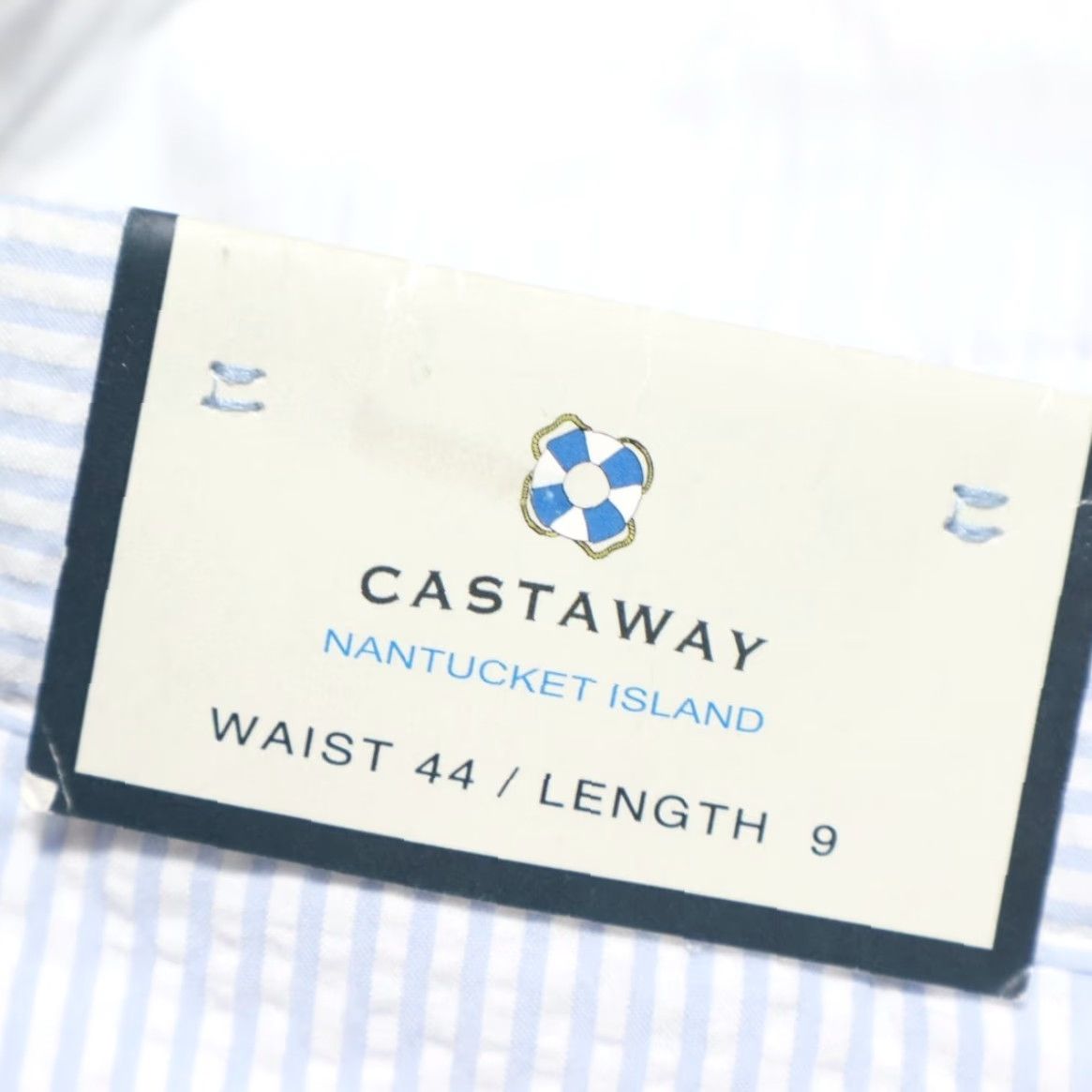 Vintage Castaway 9" Cotton Seersucker Chino Shorts Blue Striped Men's 44 Size US 44 / EU 60 - 6 Thumbnail