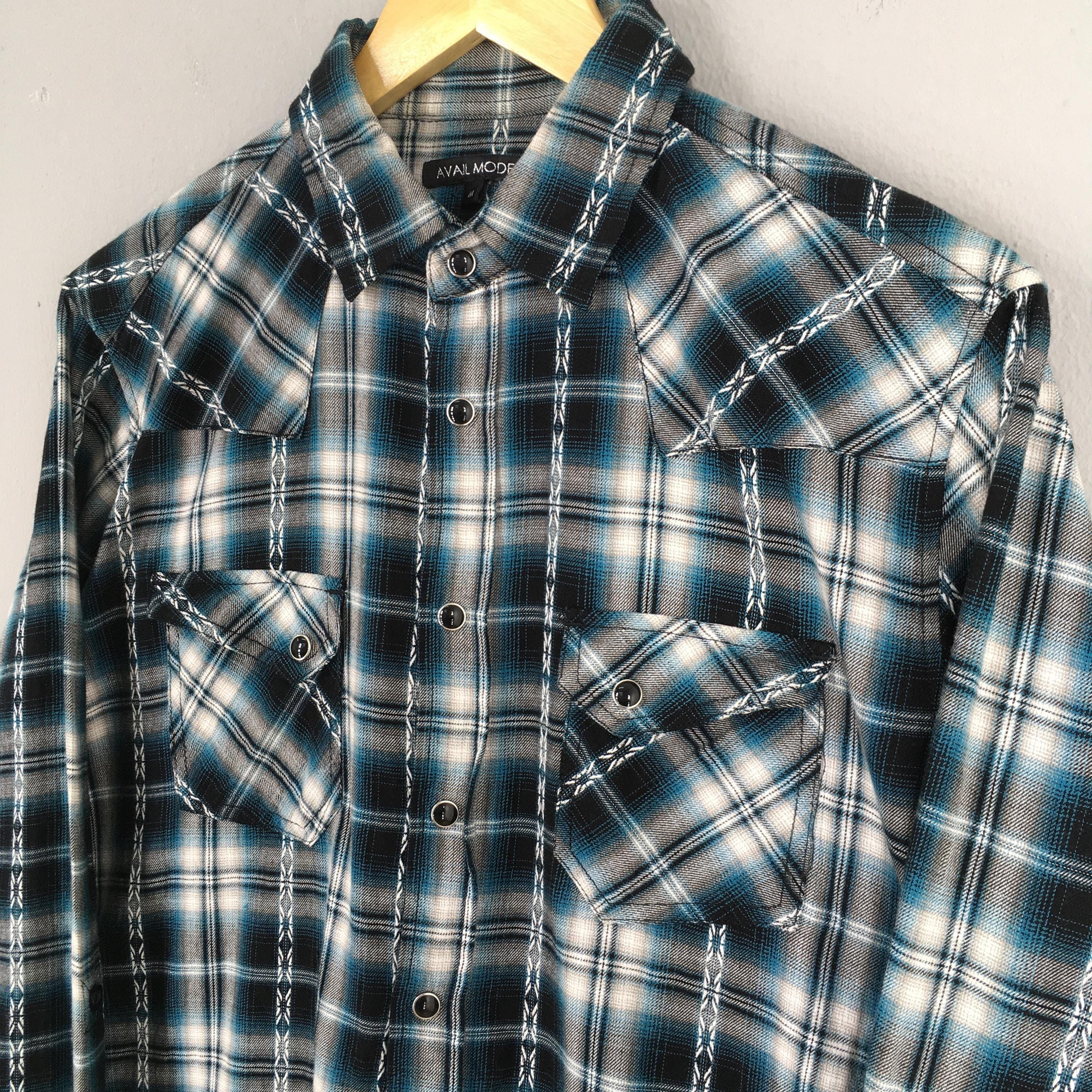 Flannel × Vintage Vintage Avail Mode Plaid Shadow Checkered Shirt Medium Size US M / EU 48-50 / 2 - 3 Thumbnail
